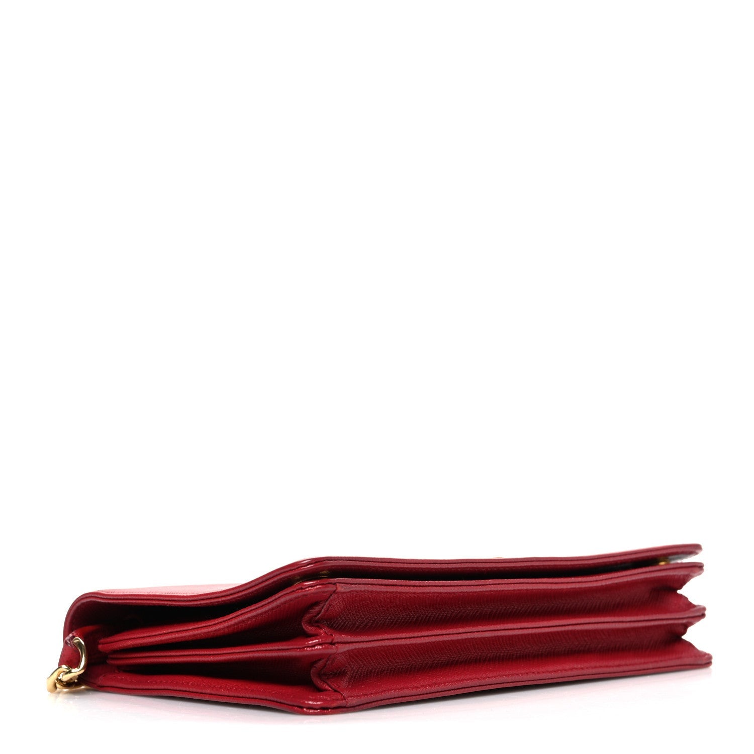 Saffiano Lux Chain Wallet Fuoco