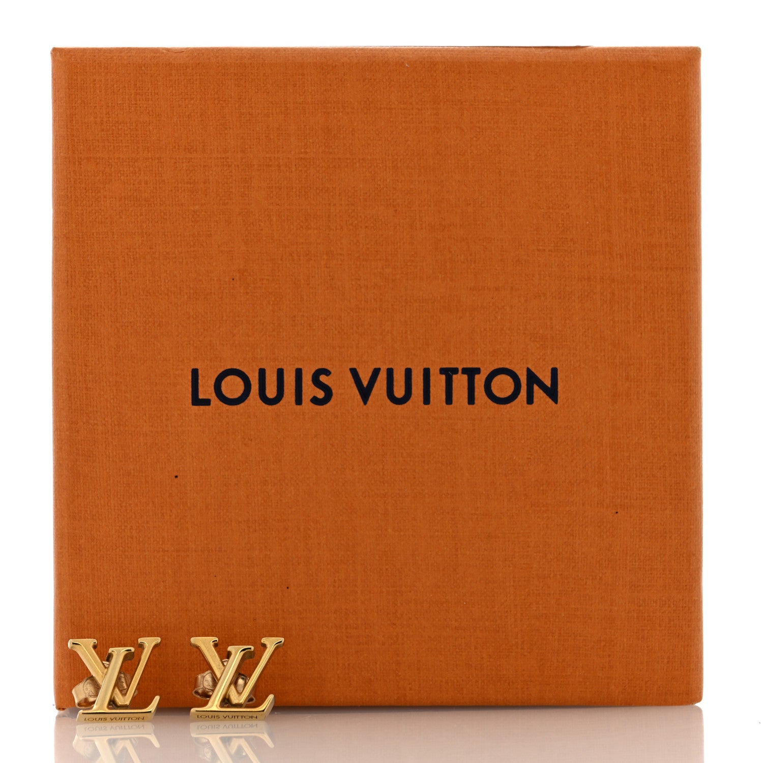 Metal Enamel LV Iconic Earrings Gold