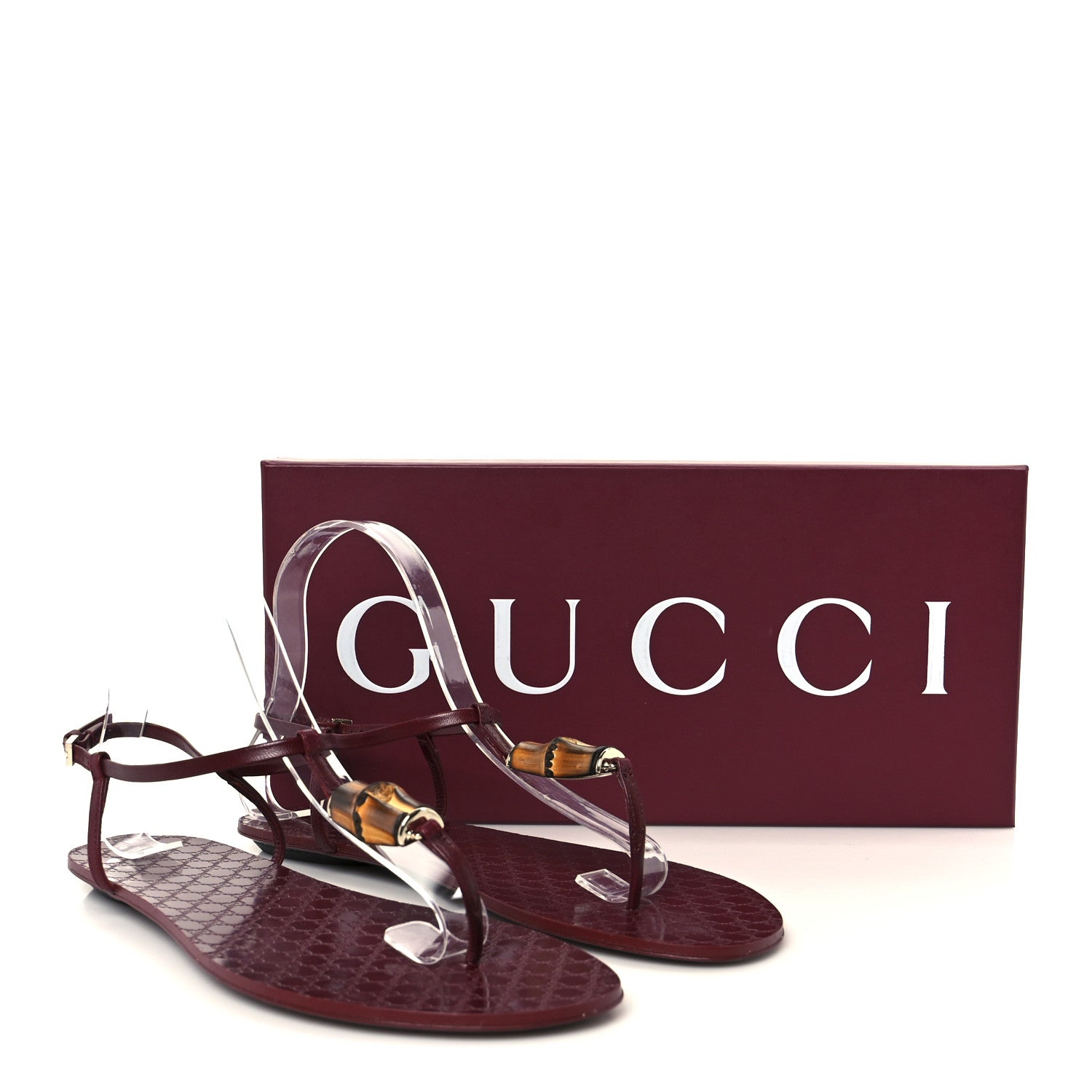 Calfskin Guccissima Bamboo Womens Susanna Sandals 39 Rosso Ancora