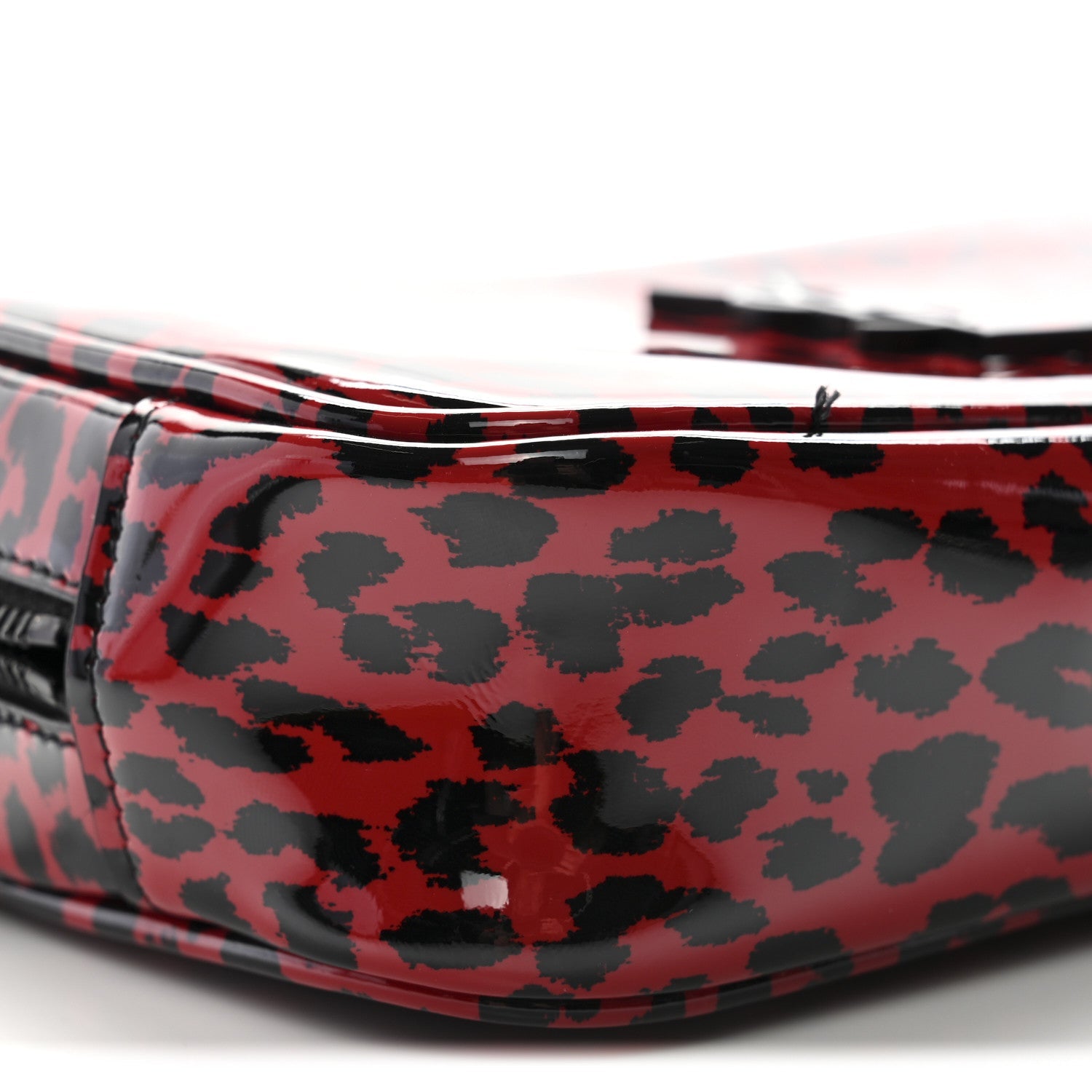 Patent Calfskin Leopard Print Monogram Mini Lou Camera Bag Red