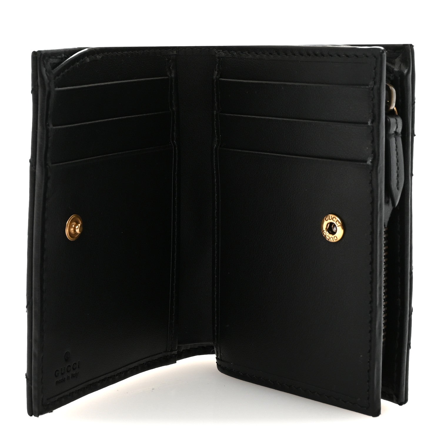 Calfskin Matelasse GG Marmont Card Case Wallet Black
