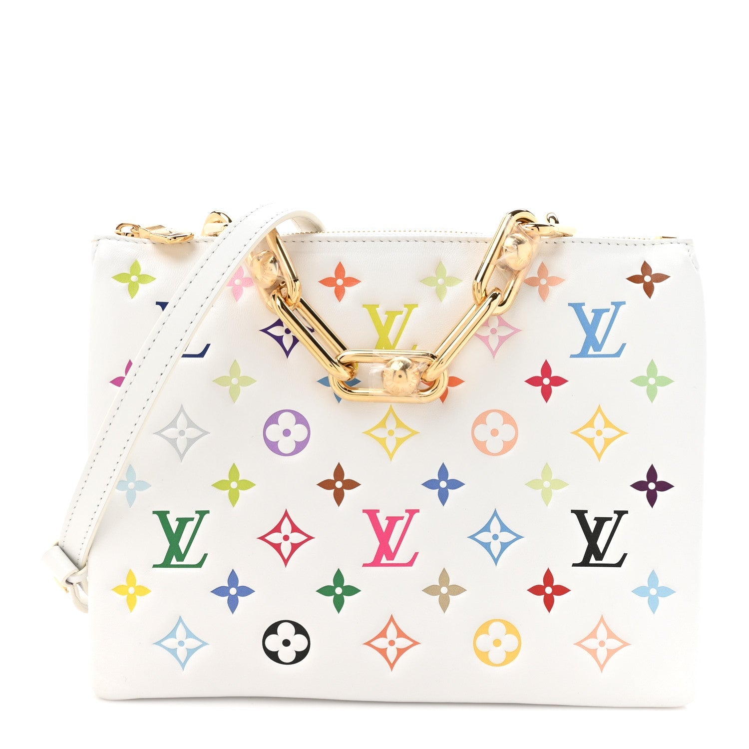 LV x TM Lambskin Embossed Monogram Coussin PM White Multicolor