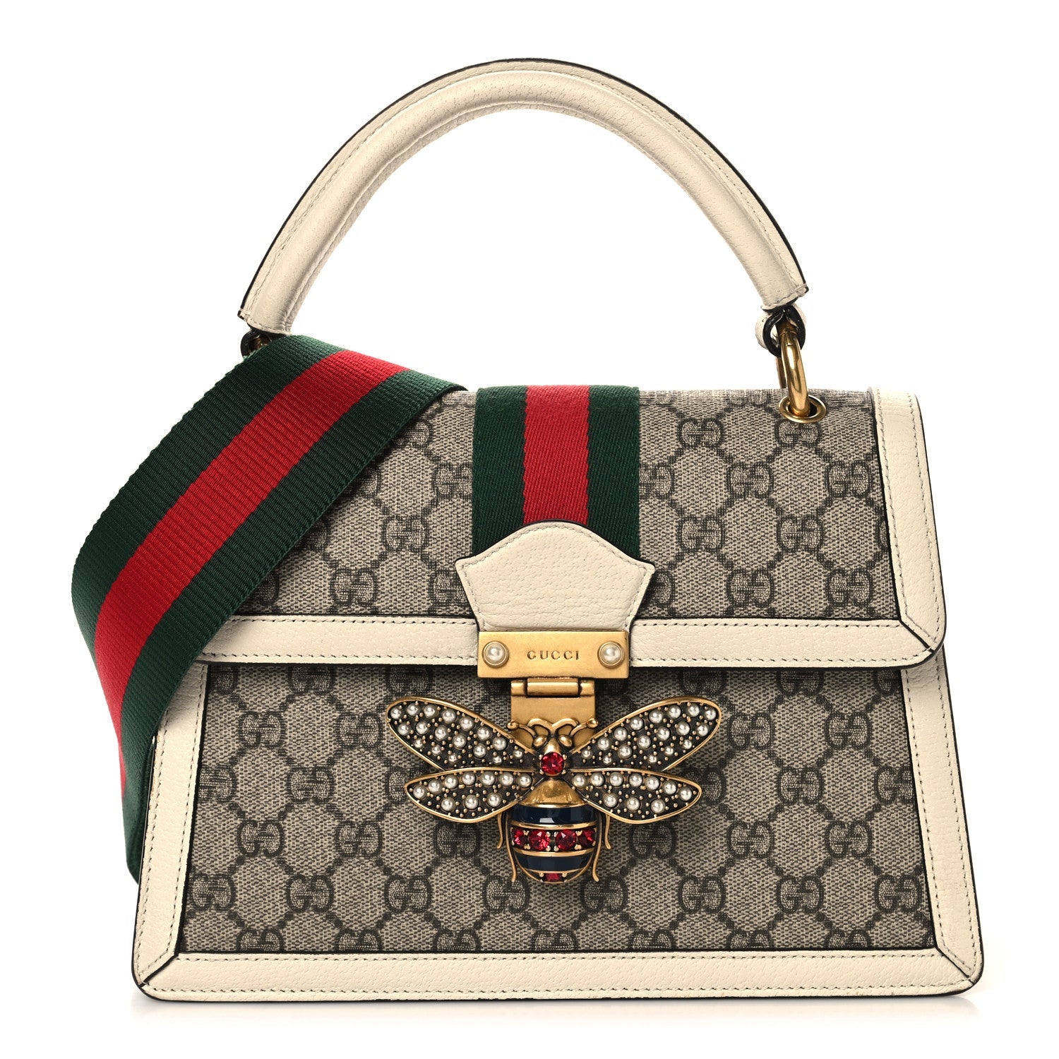 GG Supreme Monogram Small Queen Margaret Top Handle Bag White