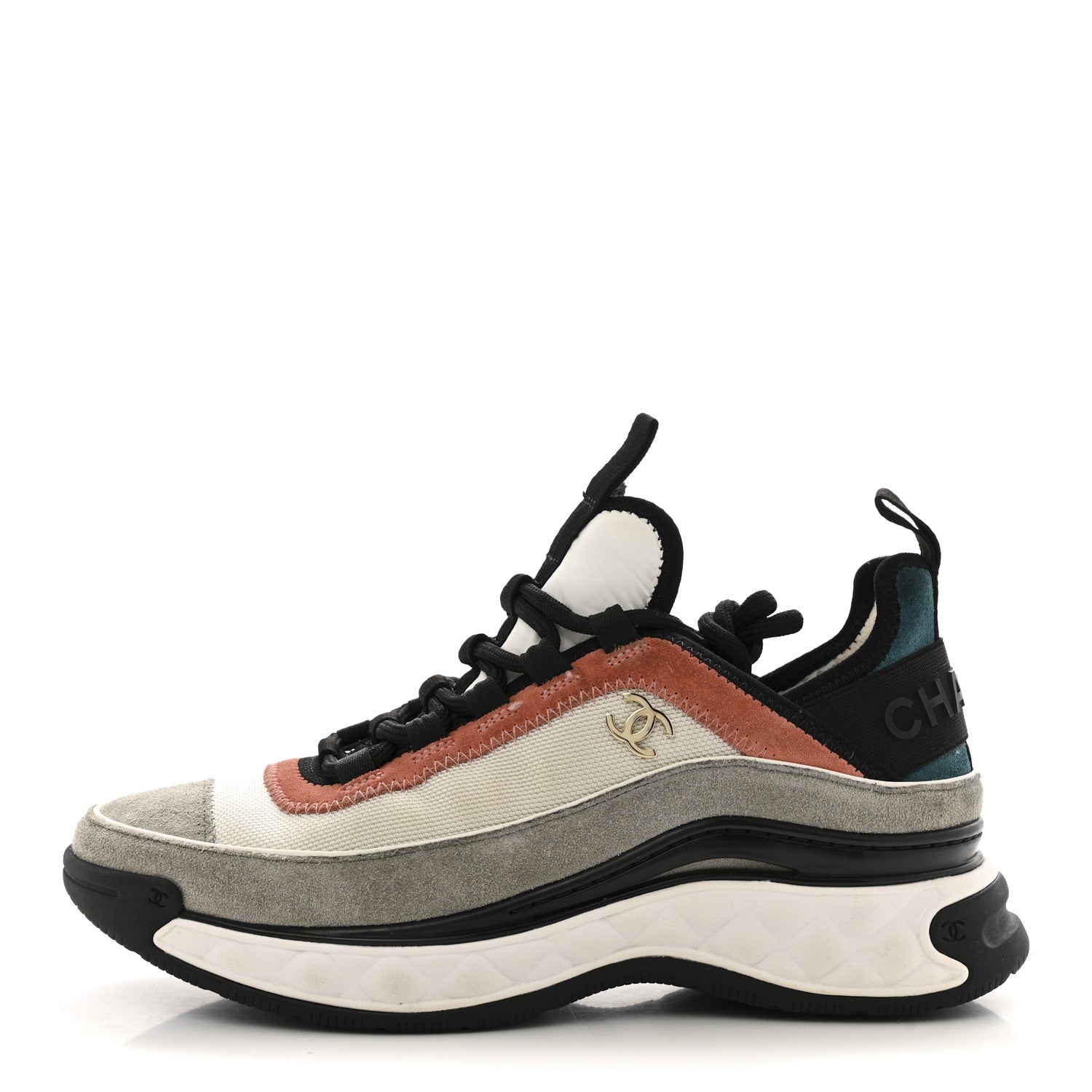 Fabric Suede CC Sneakers 37 White Light Grey Pink