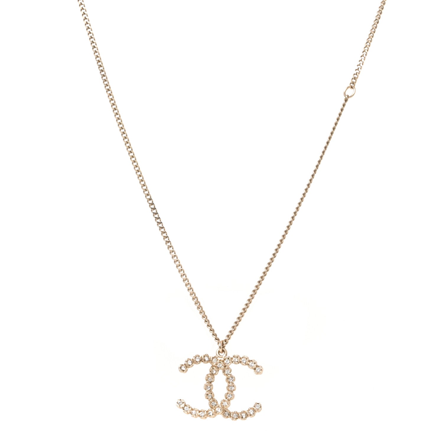 Crystal CC Pendant Necklace Gold