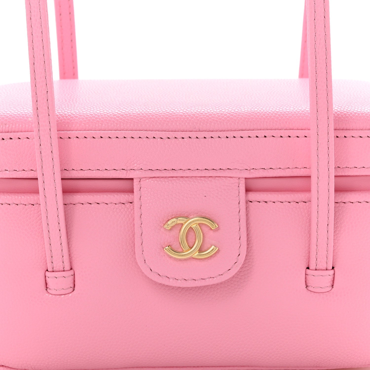 Shiny Caviar Preppy Coco Long Vanity With Strap Rose