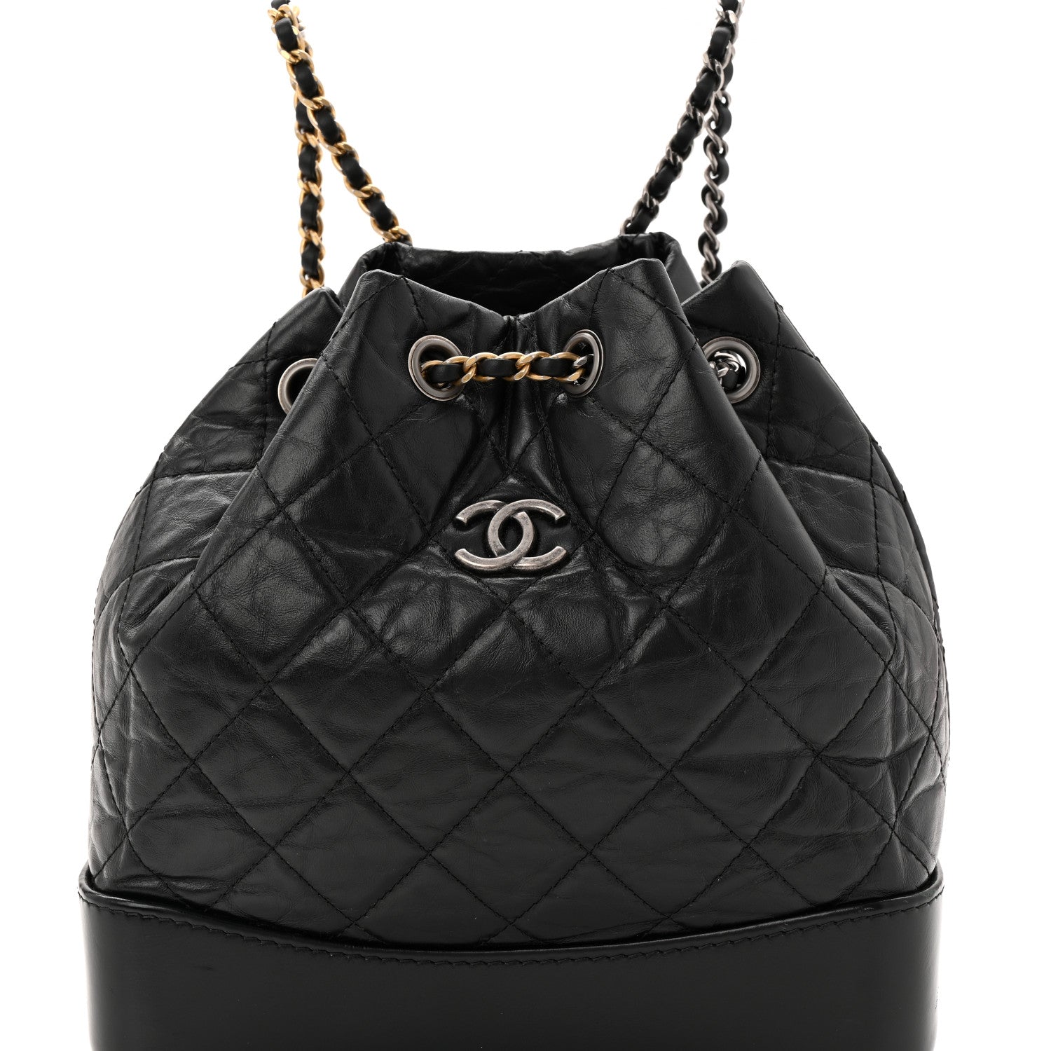 Aged Calfskin Quilted Small Gabrielle Backpack Black