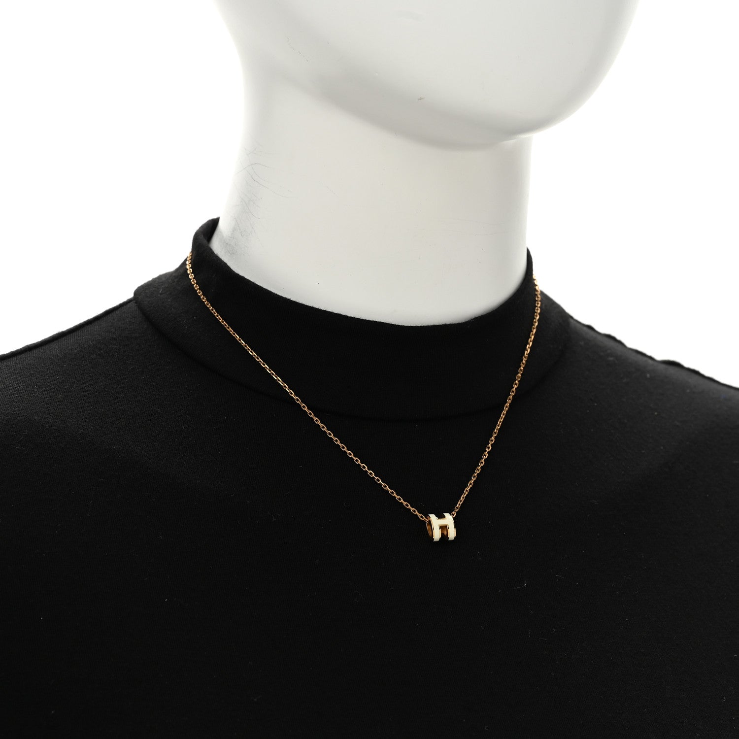 Lacquered Gold Mini Pop H Pendant Necklace White