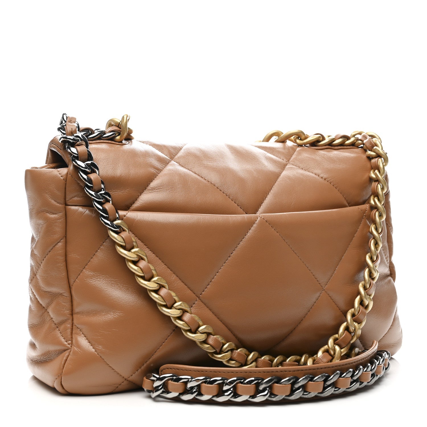 Lambskin Quilted Large Chanel 19 Flap Brown