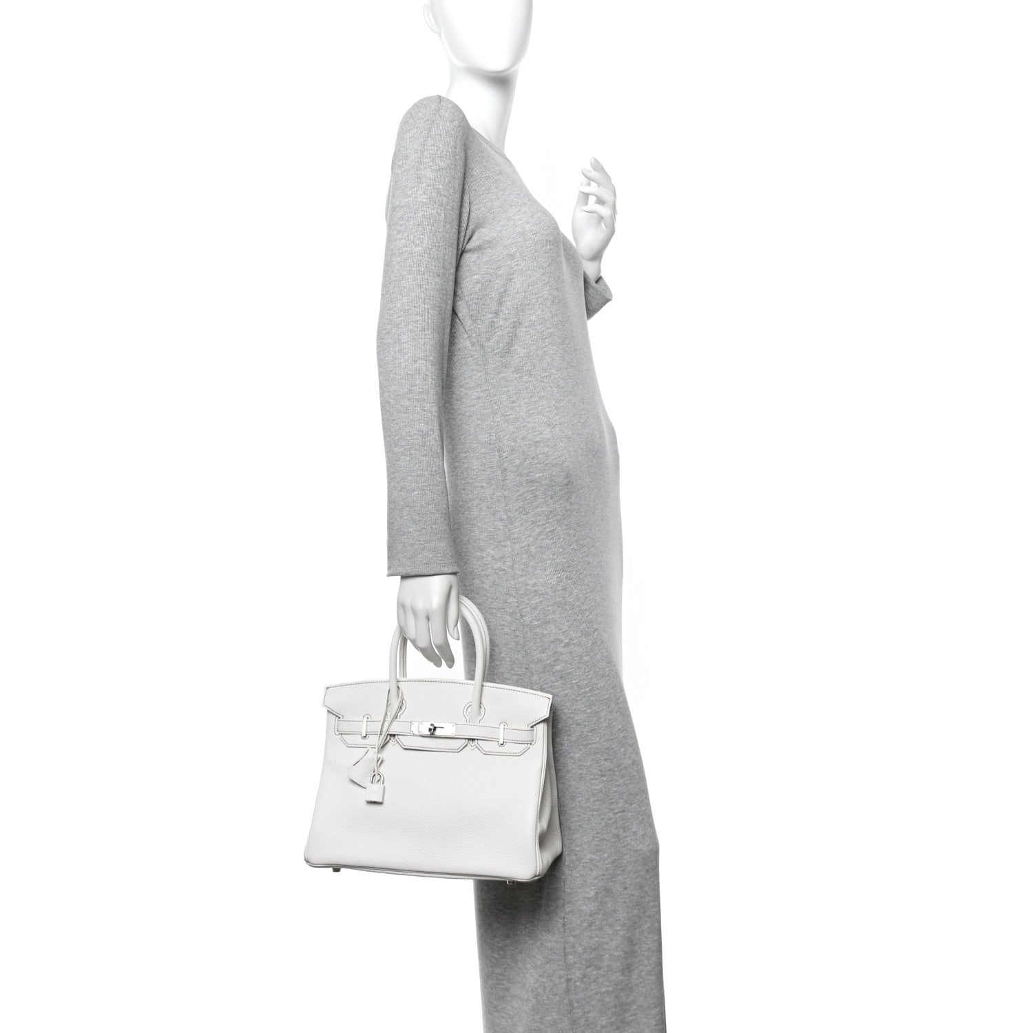 Taurillon Clemence Horseshoe Birkin 30 White Black