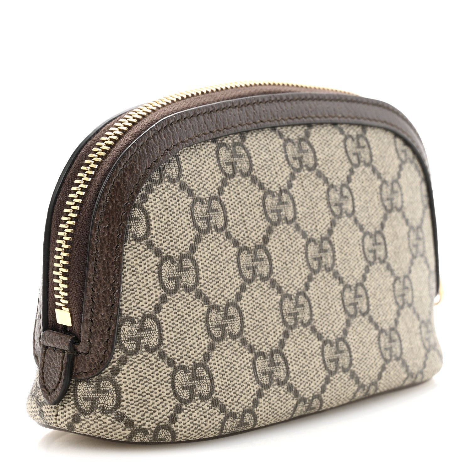 GG Supreme Monogram Textured Calfskin Web Medium Ophidia Cosmetic Case Beige Ebony New Acero