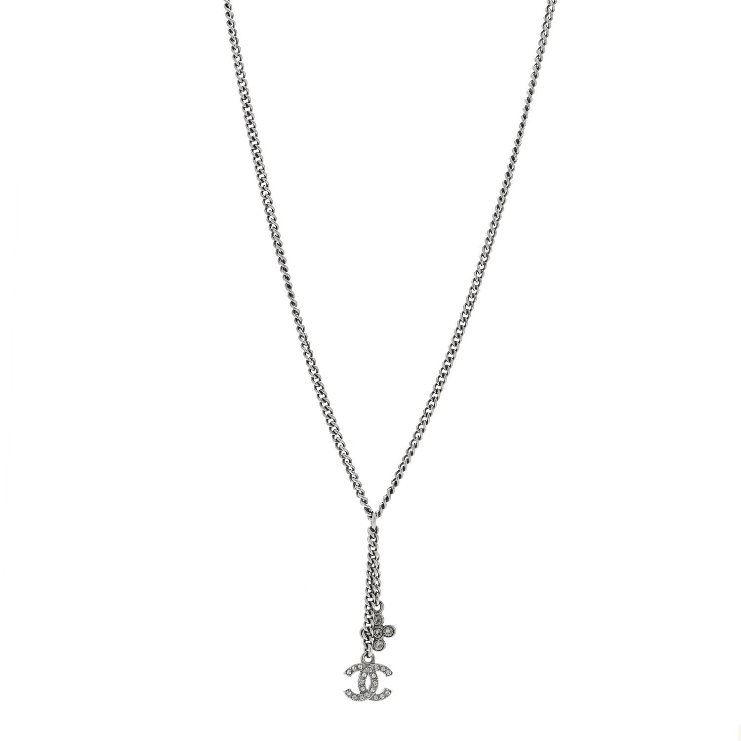 Ruthenium Crystal Flower CC Lariat Necklace