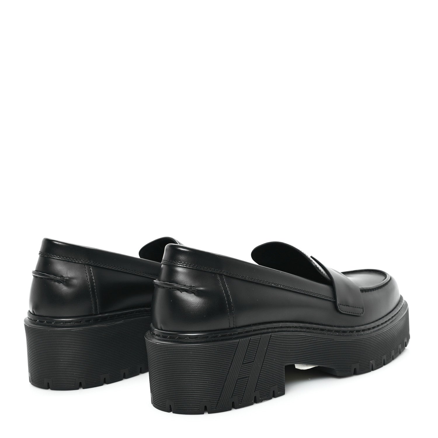 Glazed Calfskin Womens Hitch Loafers 38 Black