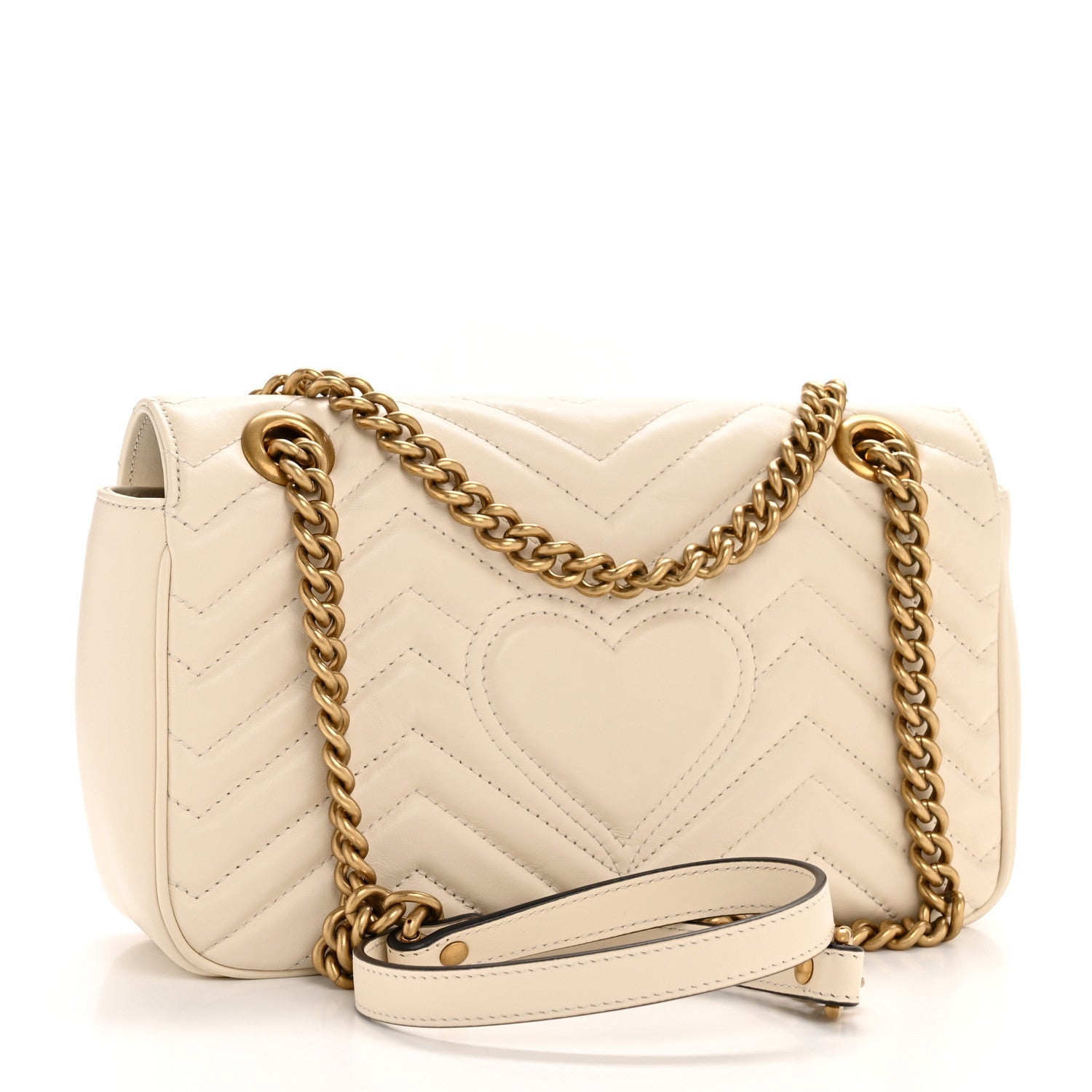 Calfskin Matelasse Small GG Marmont Shoulder Bag White