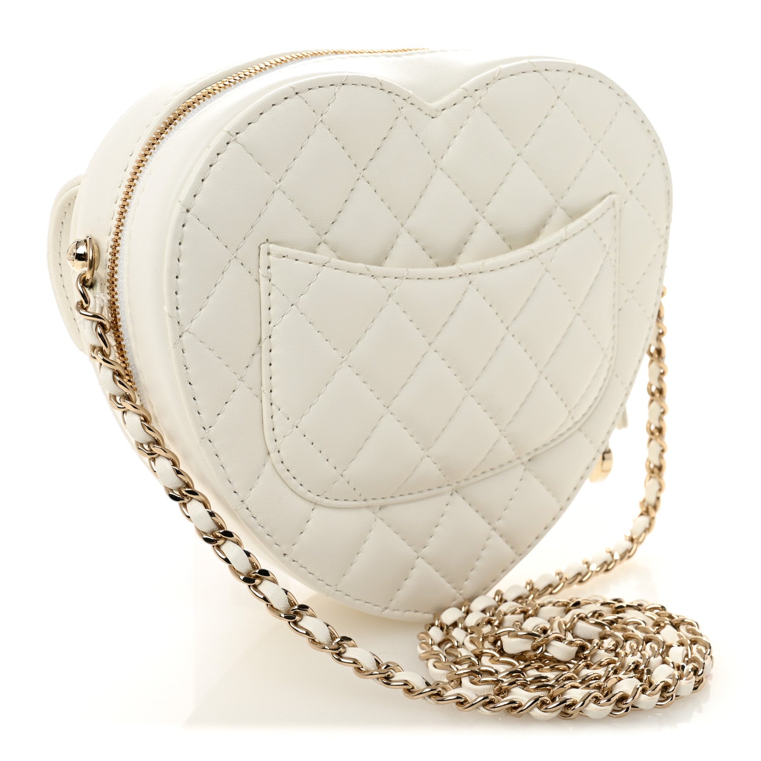 Lambskin Quilted CC In Love Heart Bag White
