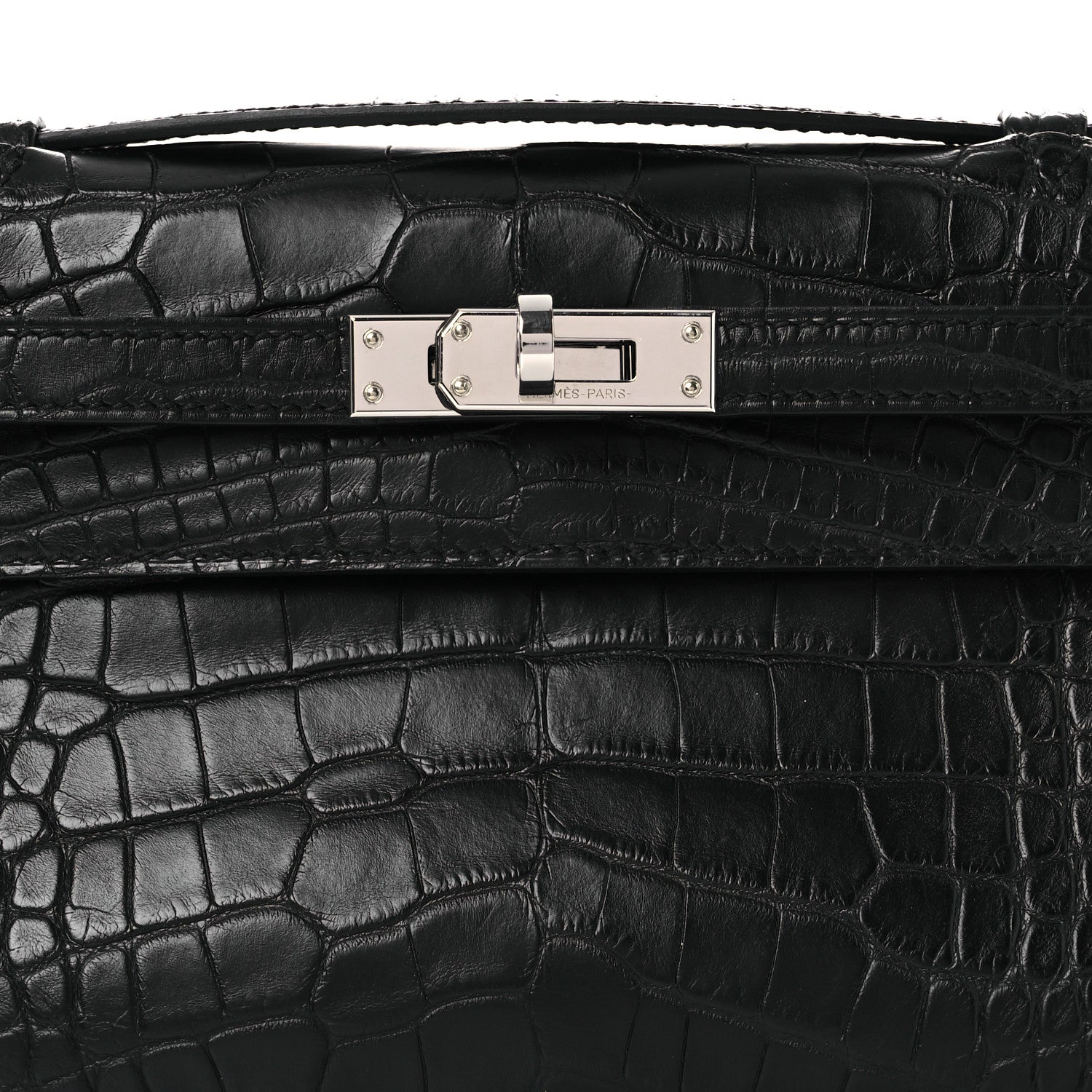 Matte Alligator Kelly Pochette Black