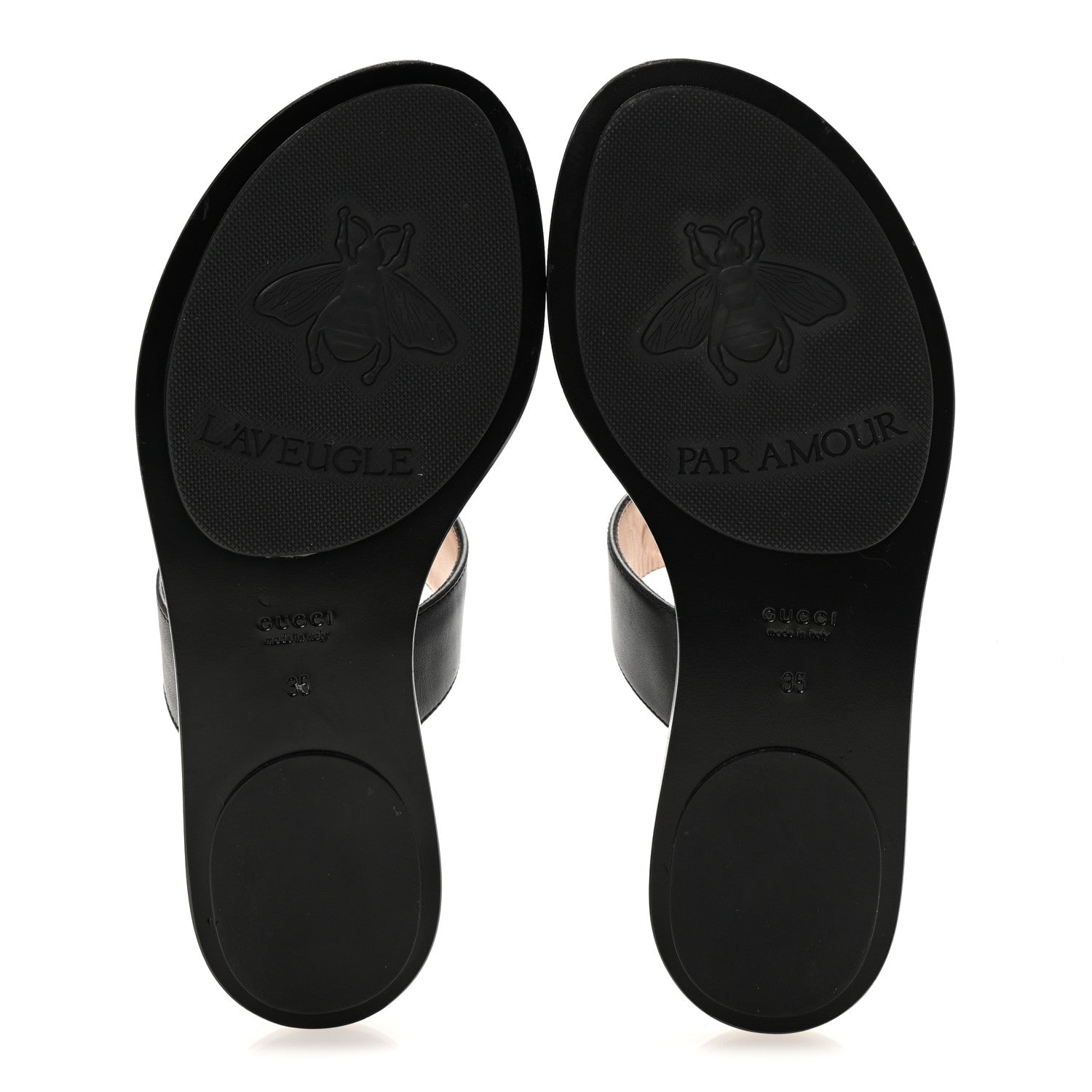 Calfskin GG Marmont Thong Sandals 35 Black