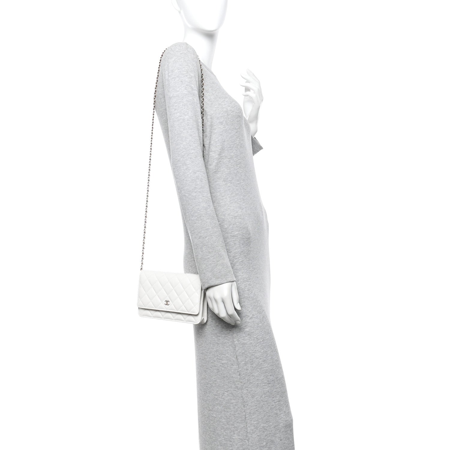 Caviar Quilted Wallet On Chain WOC White
