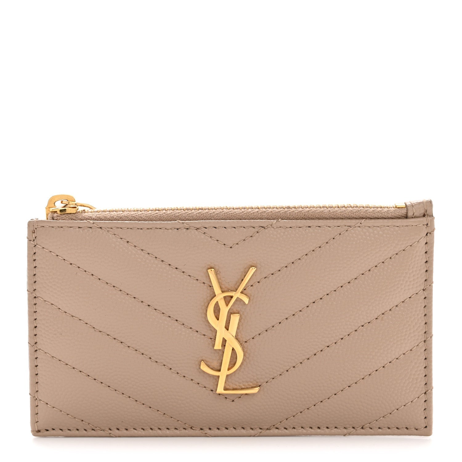 Monogram Grain de Poudre 5 Fragments Zip Pouch Card Holder Dark Beige