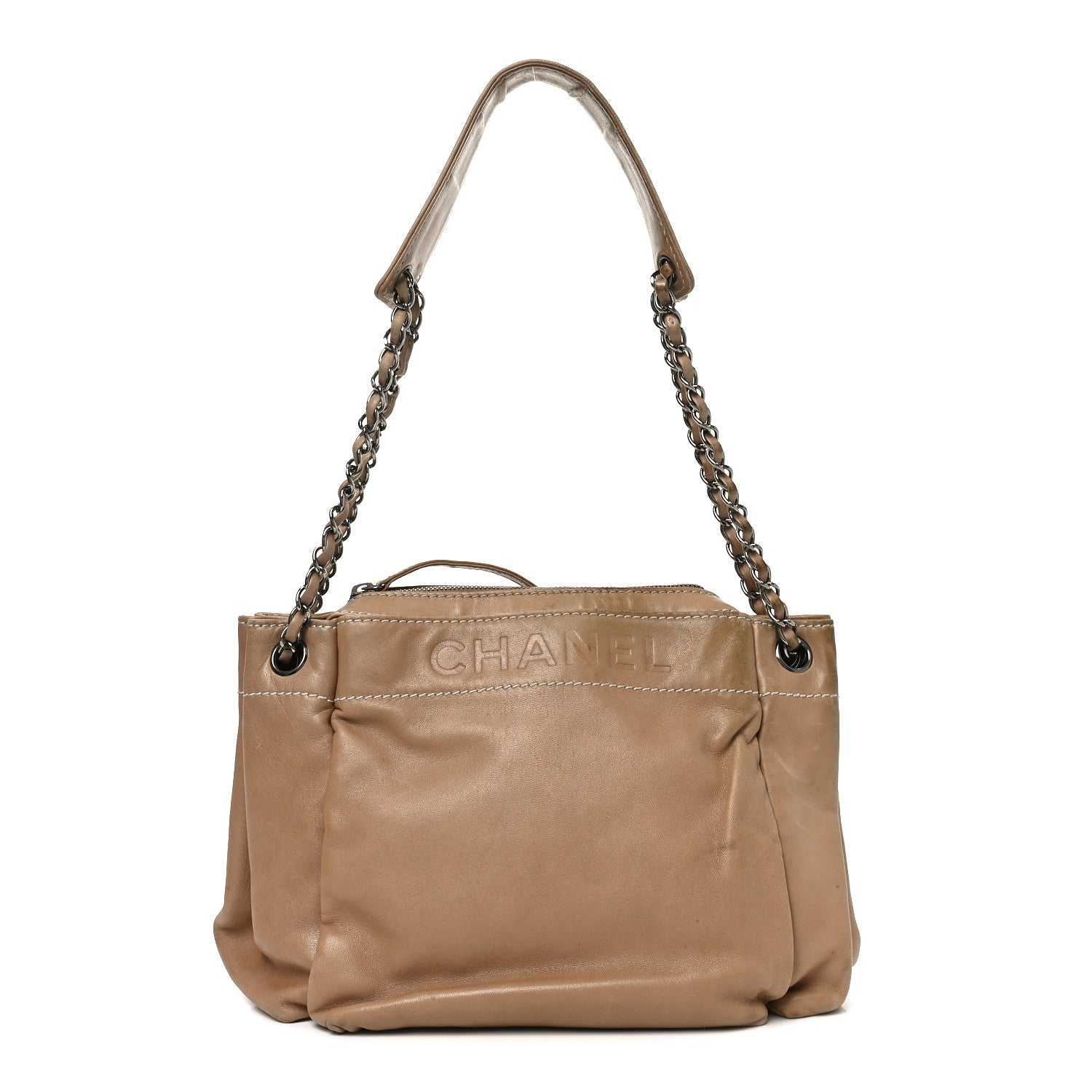 Lambskin Lax Accordion Hobo Beige