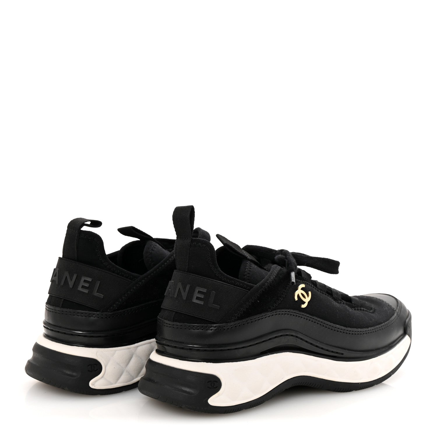 Velvet Calfskin Mixed Fibers CC Sneakers 36 Black