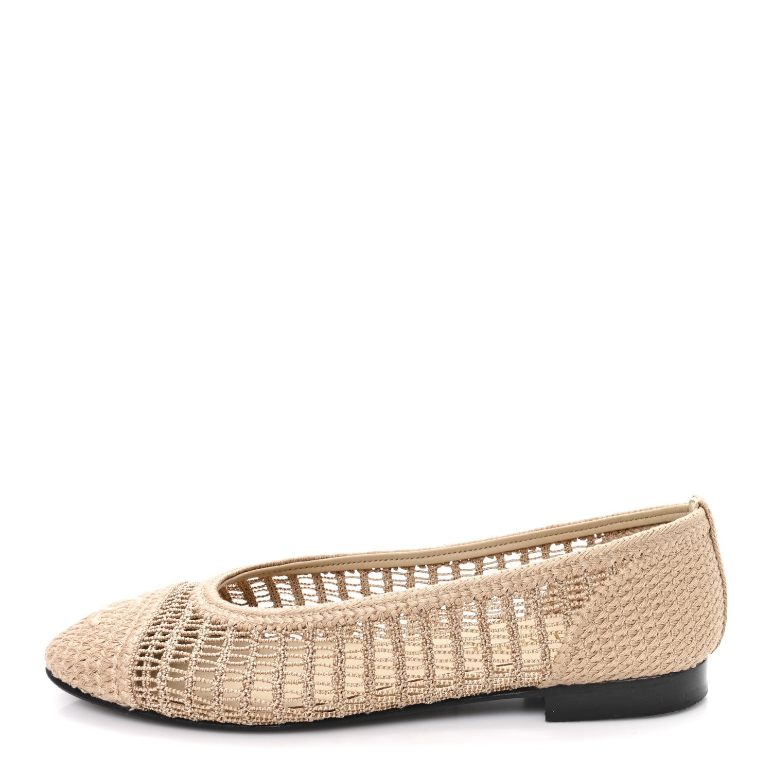 Raffia Cap Toe Ballerina Flats 39 Beige