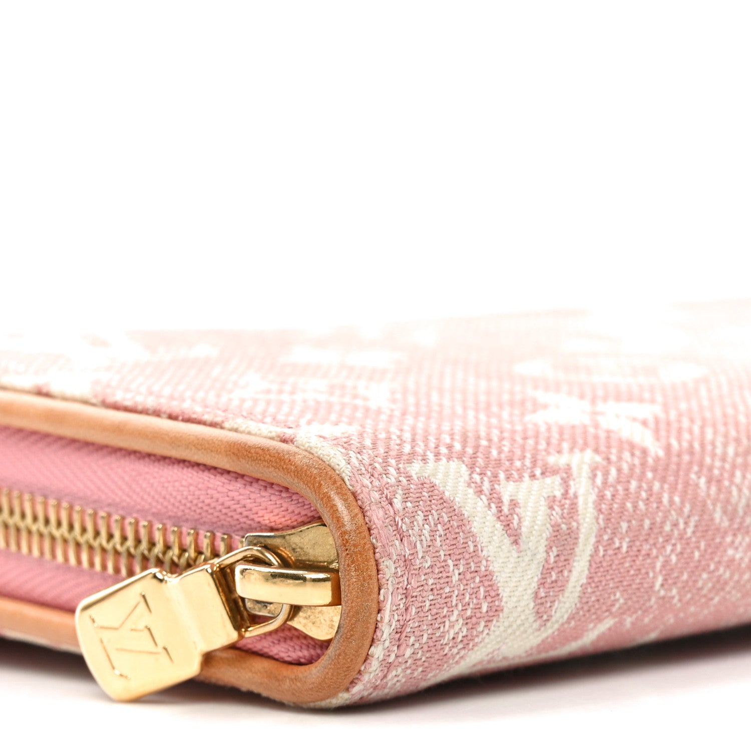 Denim Monogram Jacquard Zippy Wallet Pink