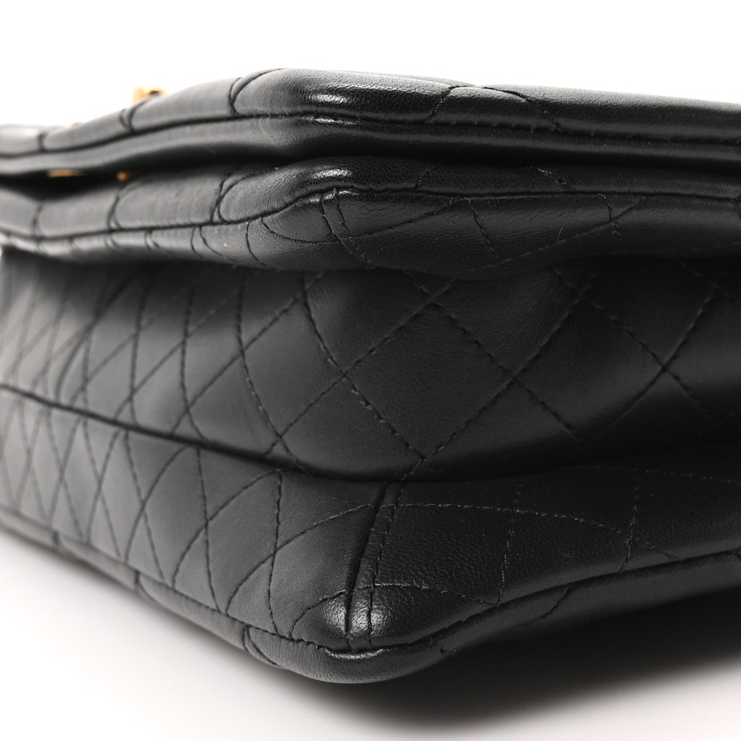 Lambskin Quilted On And On Medium Chain Flap Black