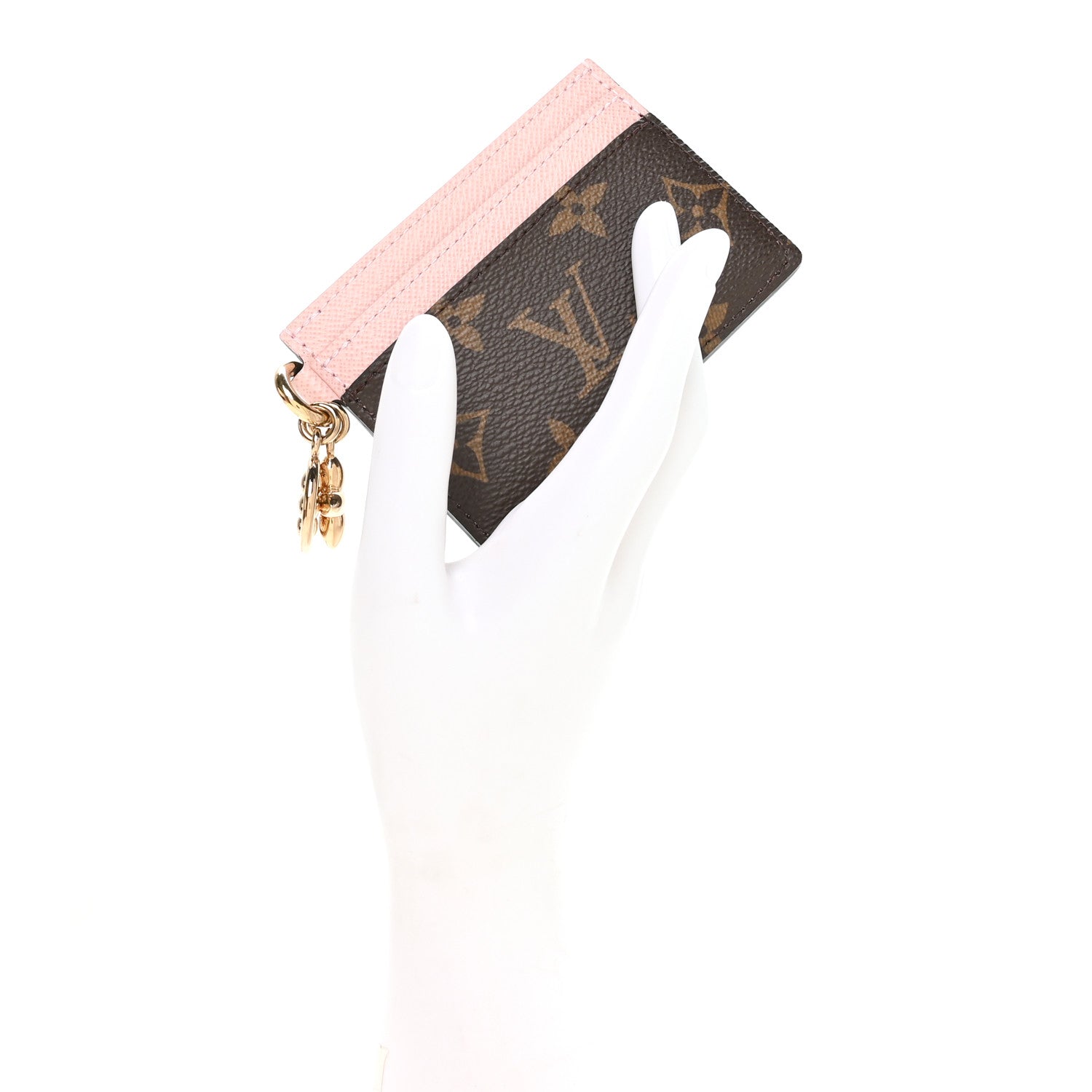 Monogram LV Charms Card Holder Rose Ballerine