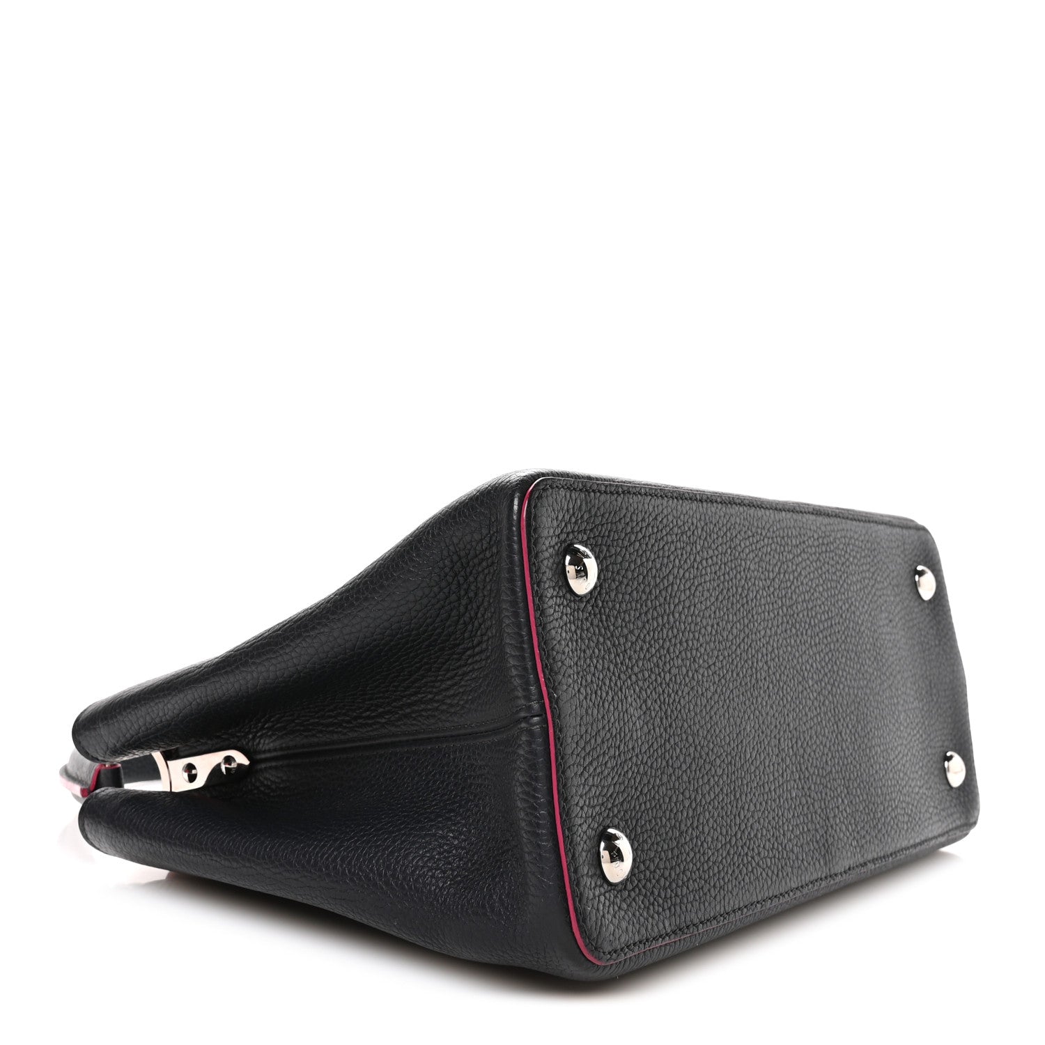 Taurillon Capucines PM Black Fuchsia