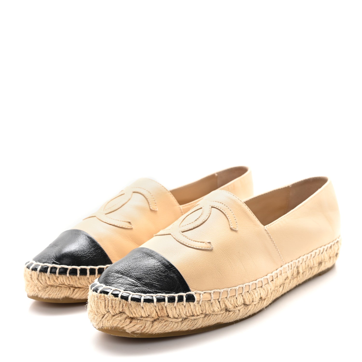 Lambskin CC Espadrilles 37 Beige Black