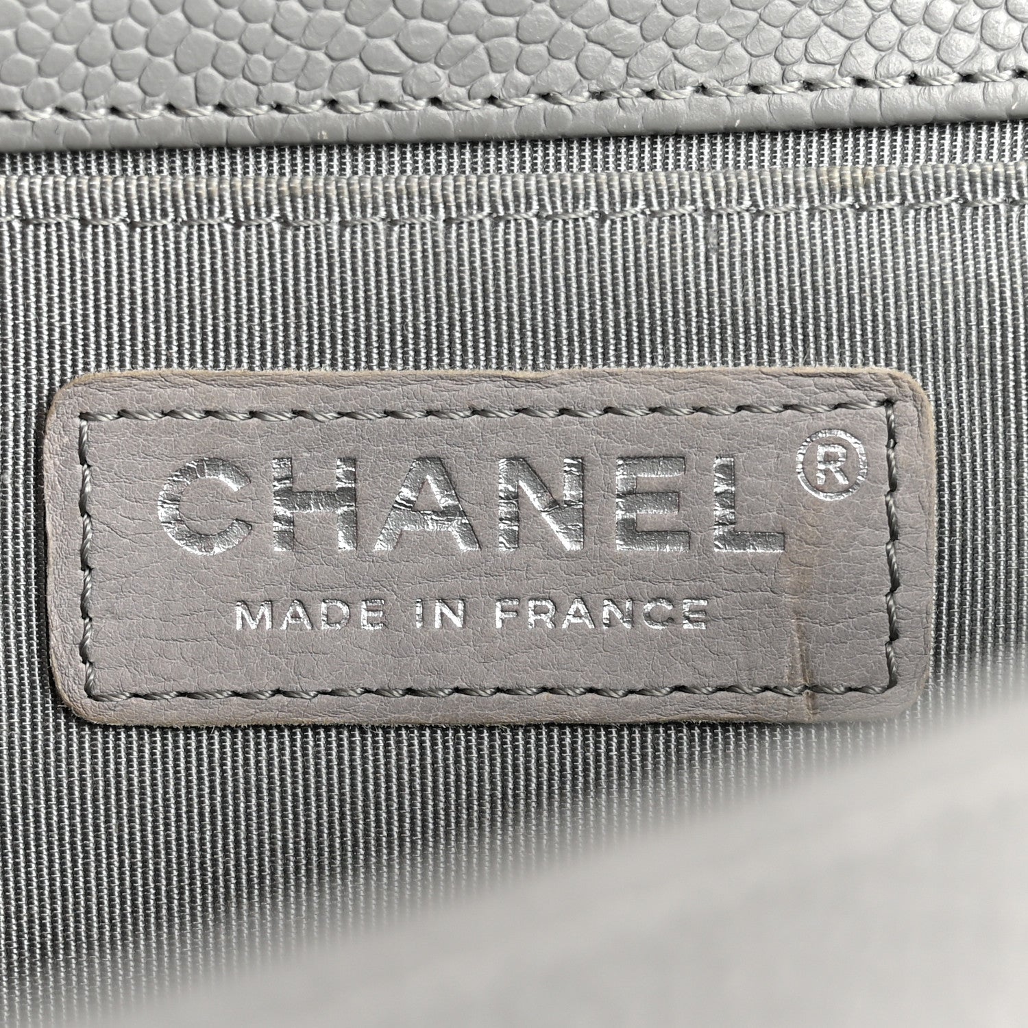 Caviar Chevron Quilted Medium Boy Flap Grey