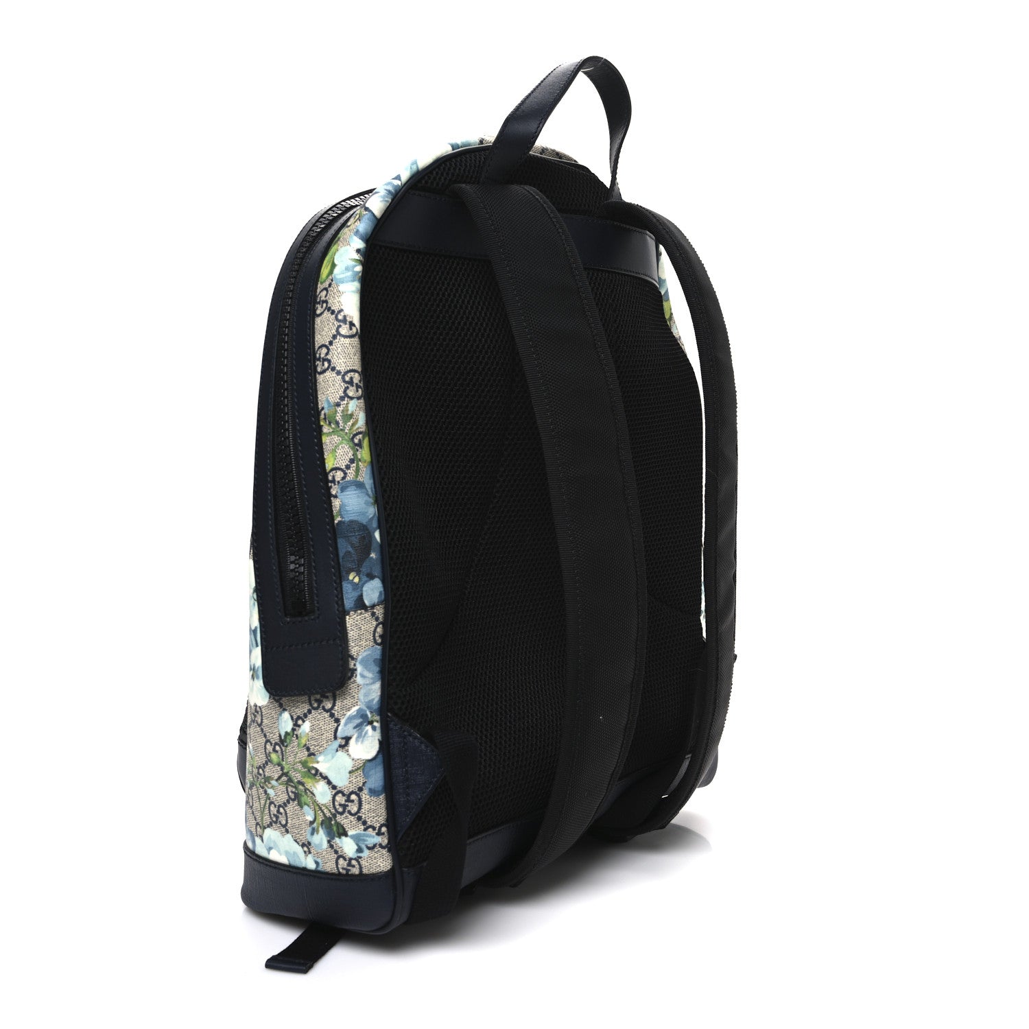 GG Supreme Monogram Blooms Medium Day Backpack Beige Blue Navy