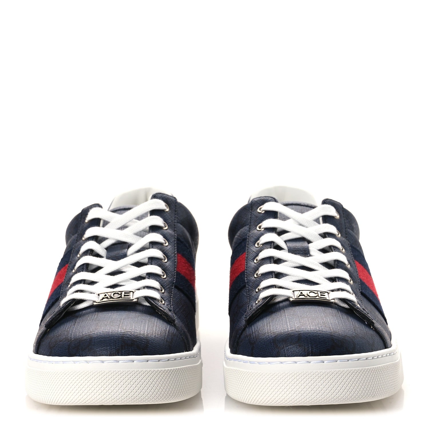 GG Supreme Monogram Web Mens New Ace Sneakers 8.5 Dark Blue