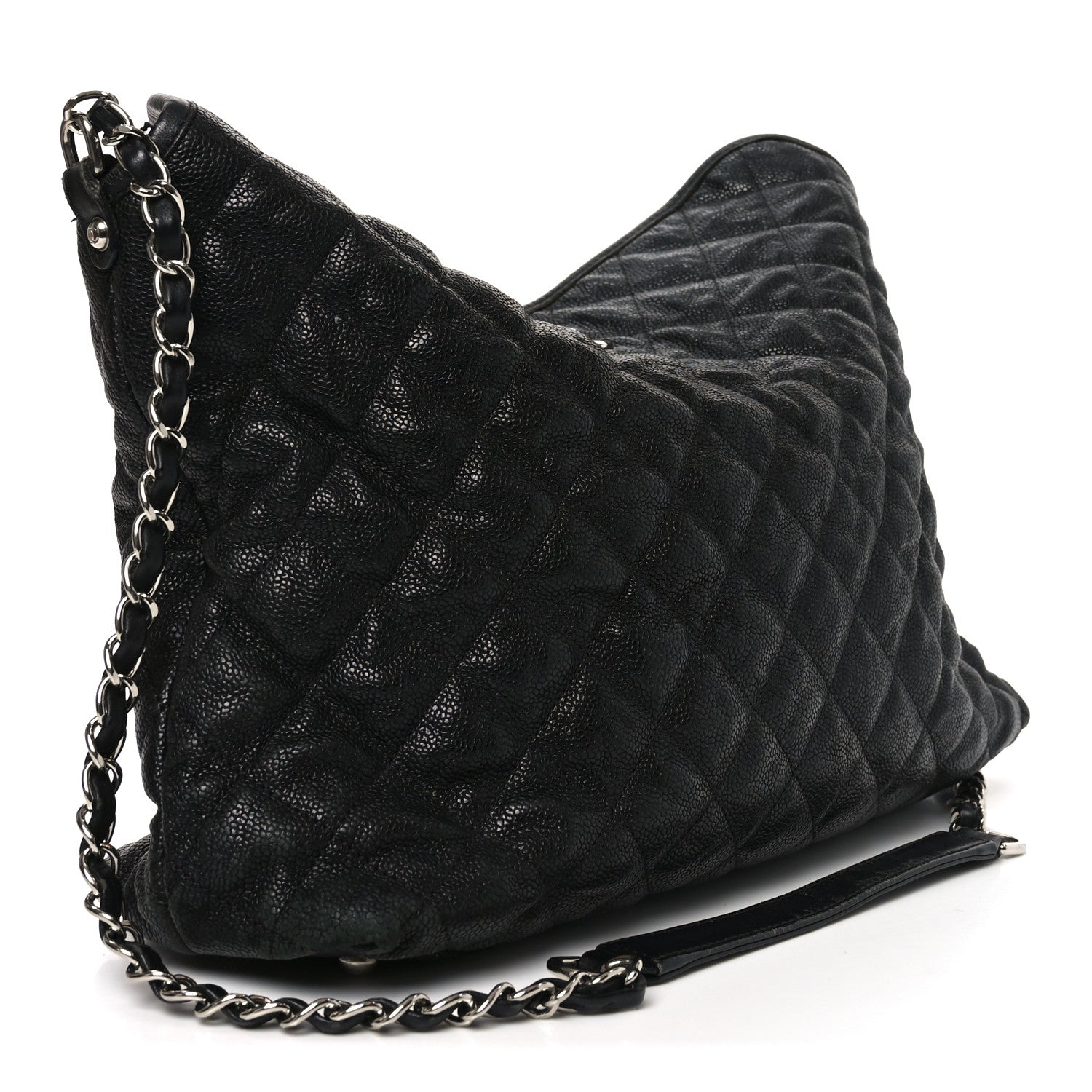 Caviar Quilted French Riviera Hobo Black
