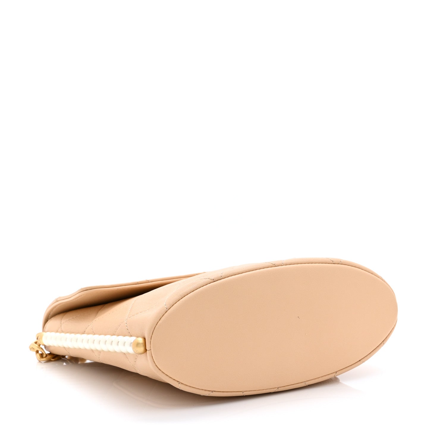 Calfskin Quilted Pearl Small Hobo Bag Beige