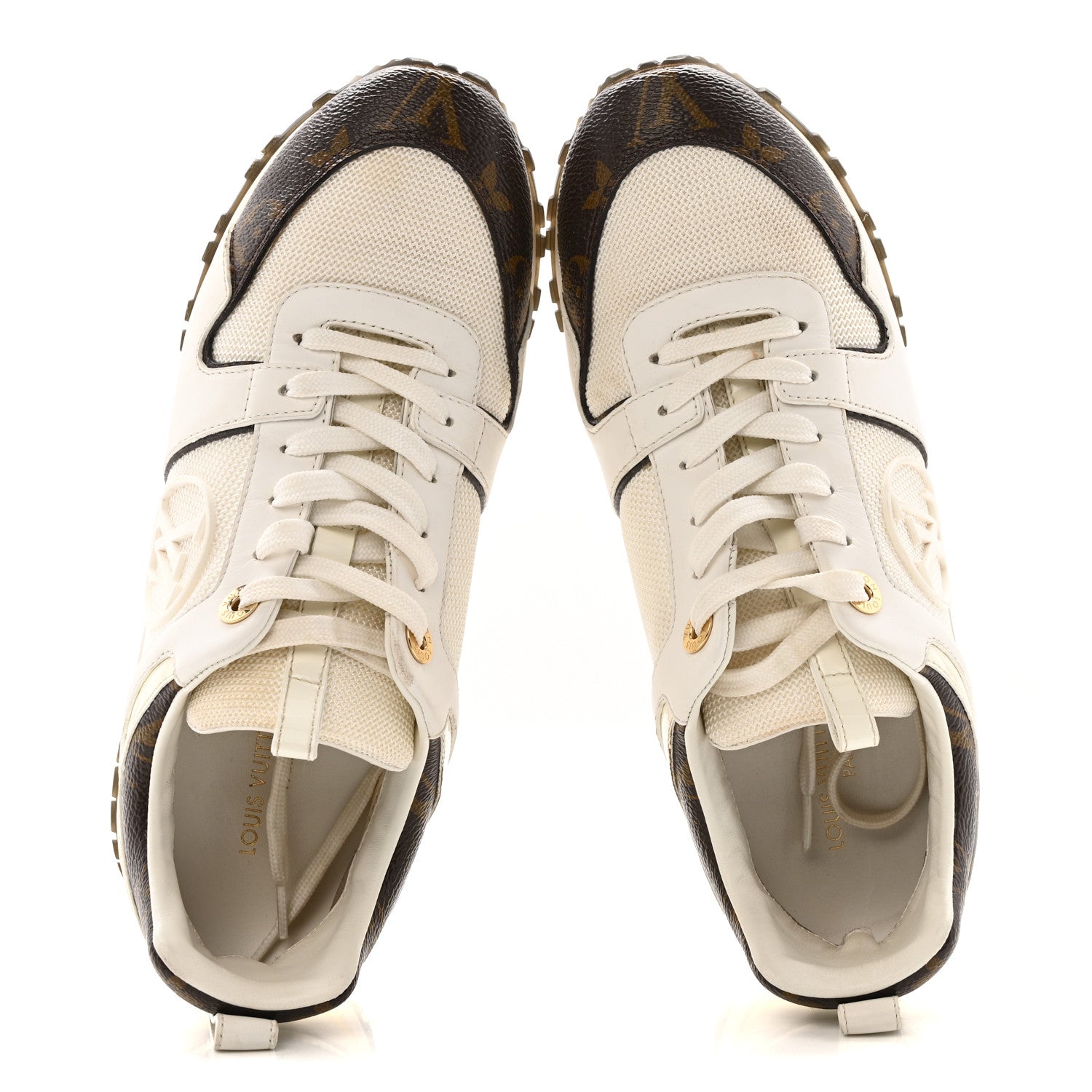 Calfskin Monogram Run Away Sneakers 37 White