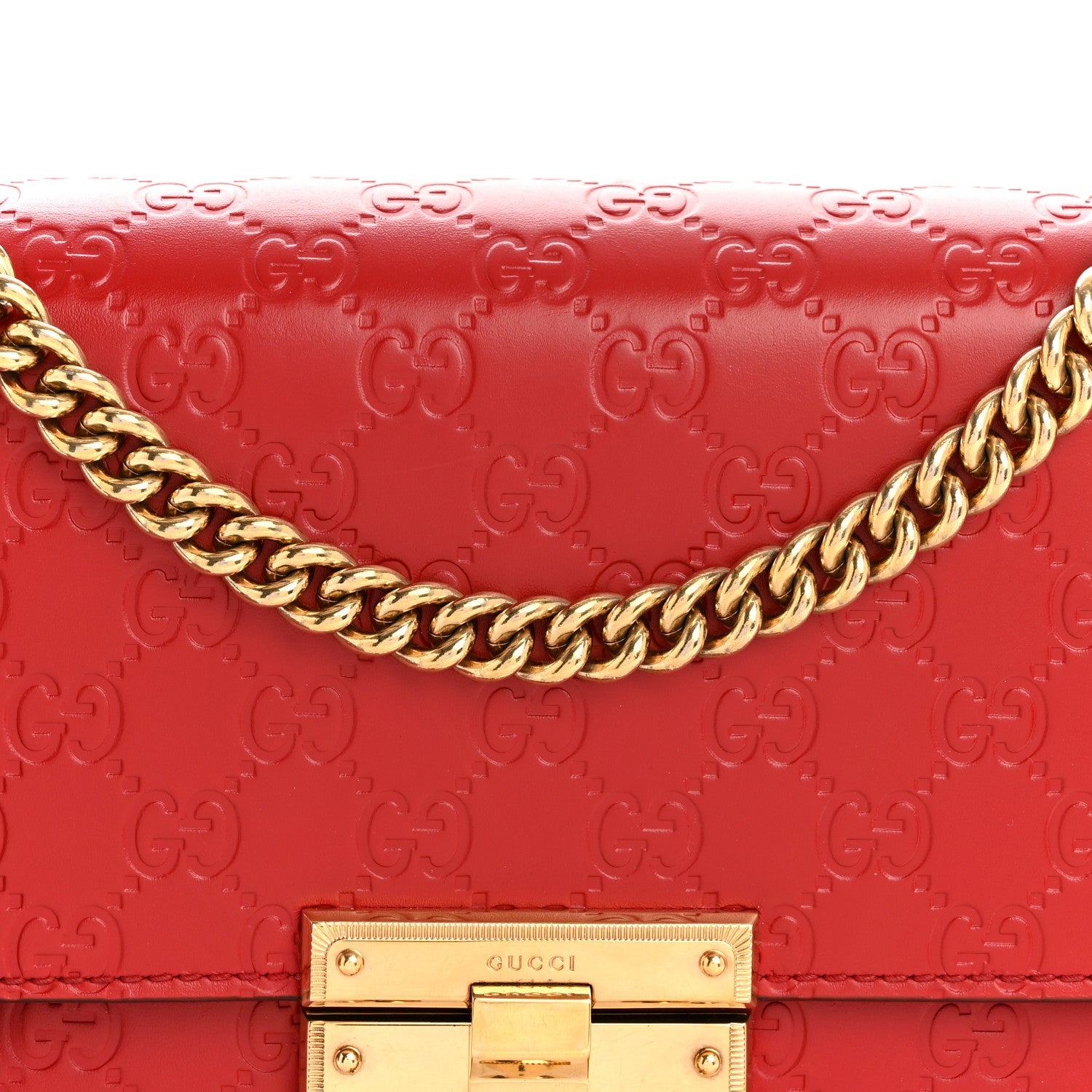 Guccissima Medium Padlock Shoulder Bag Hibiscus Red