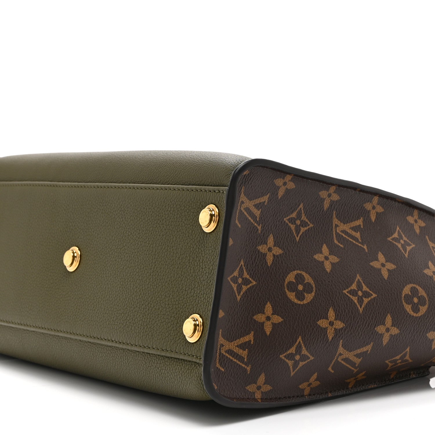 Calfskin Monogram On My Side MM Laurier Green Toffee Latte Beige
