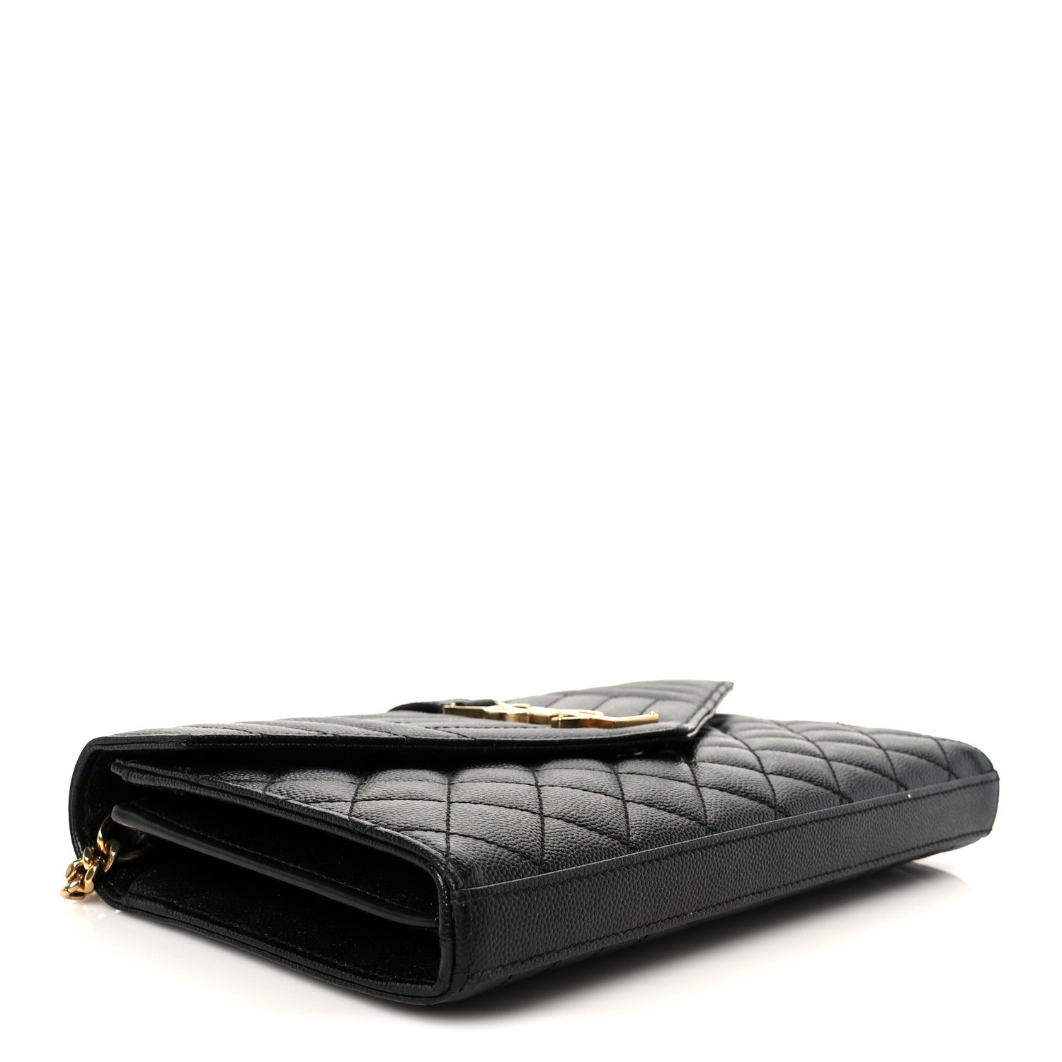 Grain De Poudre Mixed Matelasse Triquilt Monogram Chain Wallet Black