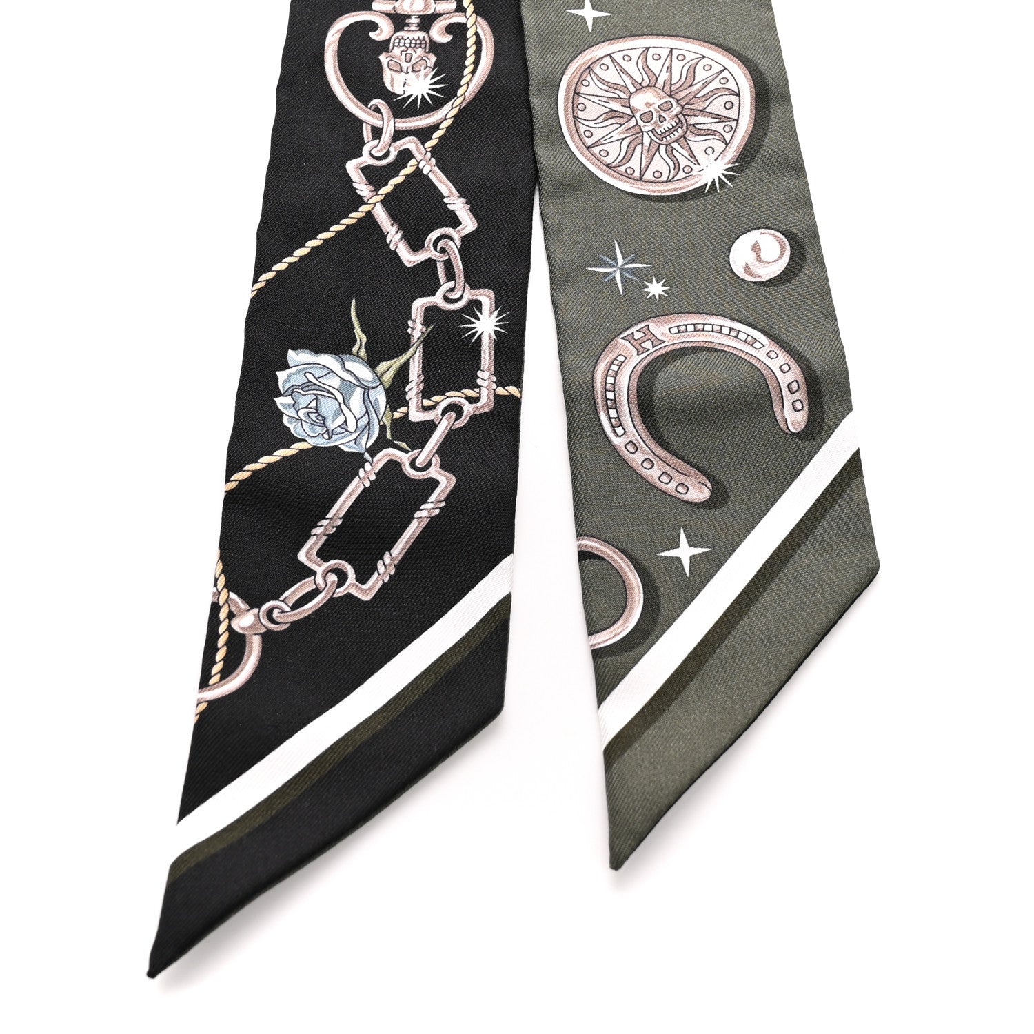 Silk C'est la Fete Twilly Kaki Fonce White Black