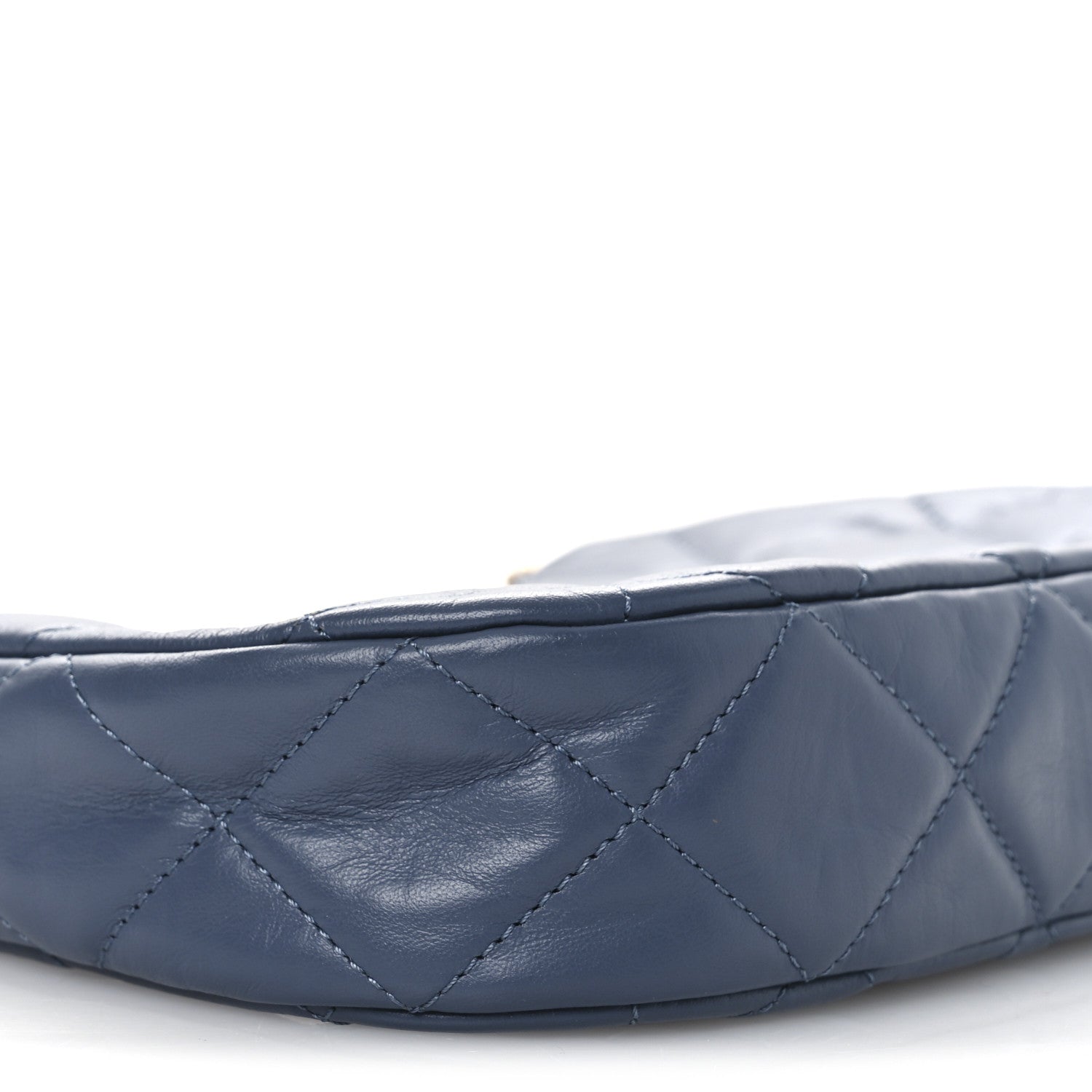 Crumpled Calfskin Quilted Braided CC Small Hobo Blue