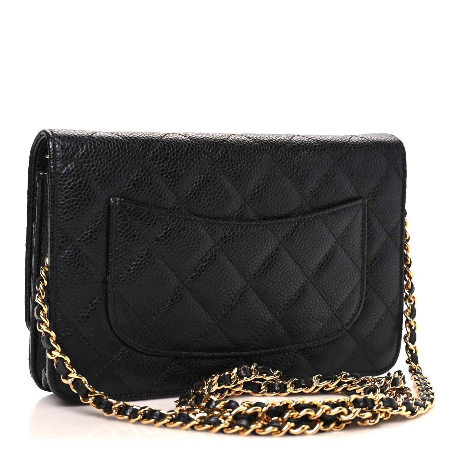 Caviar Quilted Wallet on Chain WOC Black