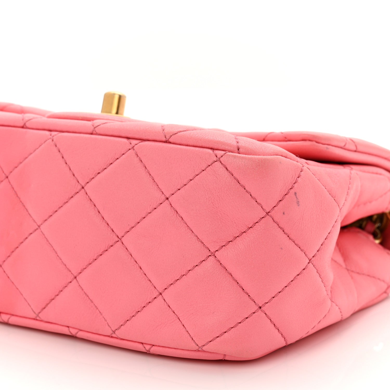 Lambskin Quilted Mini Pearl Crush Flap Pink