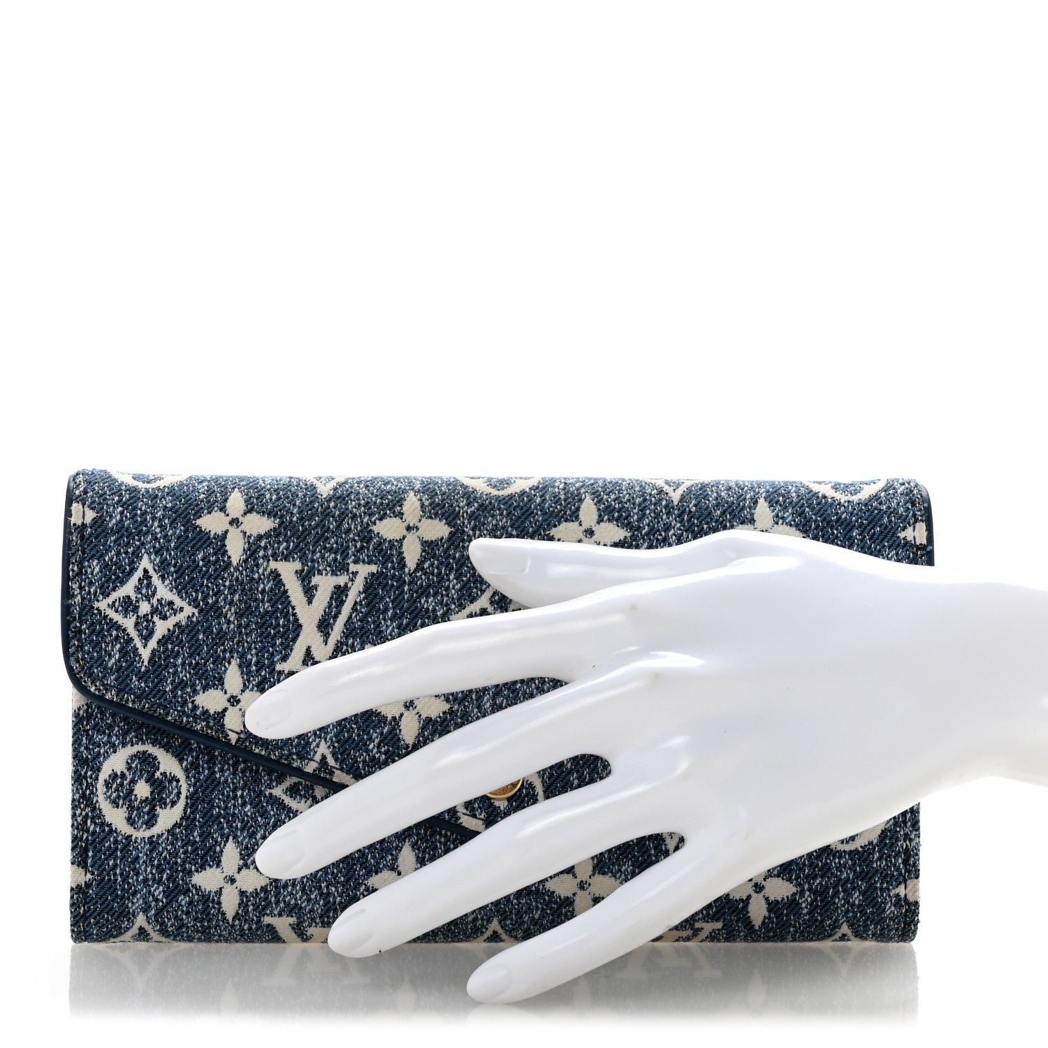 Monogram Jacquard Denim Sarah Wallet Bleu