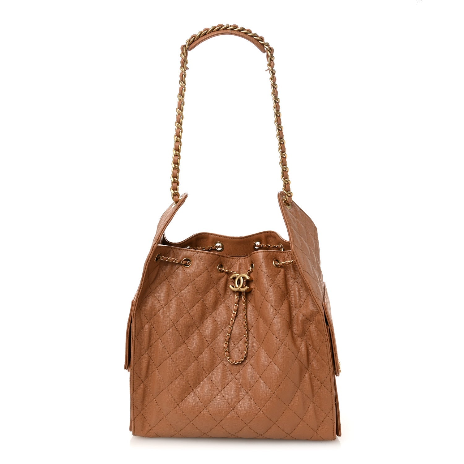 Caviar Quilted Medium Chanel 25 Handbag Brown