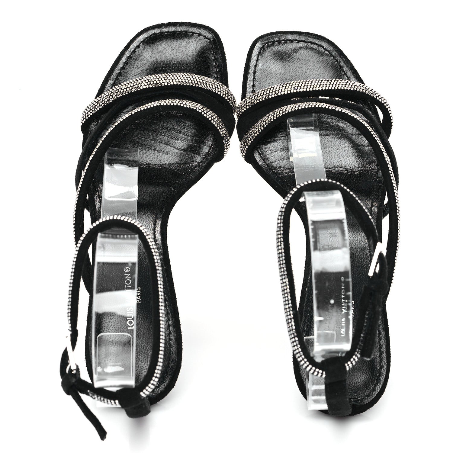 Suede Goat Rhinestone Appeal Sandals 36 Black