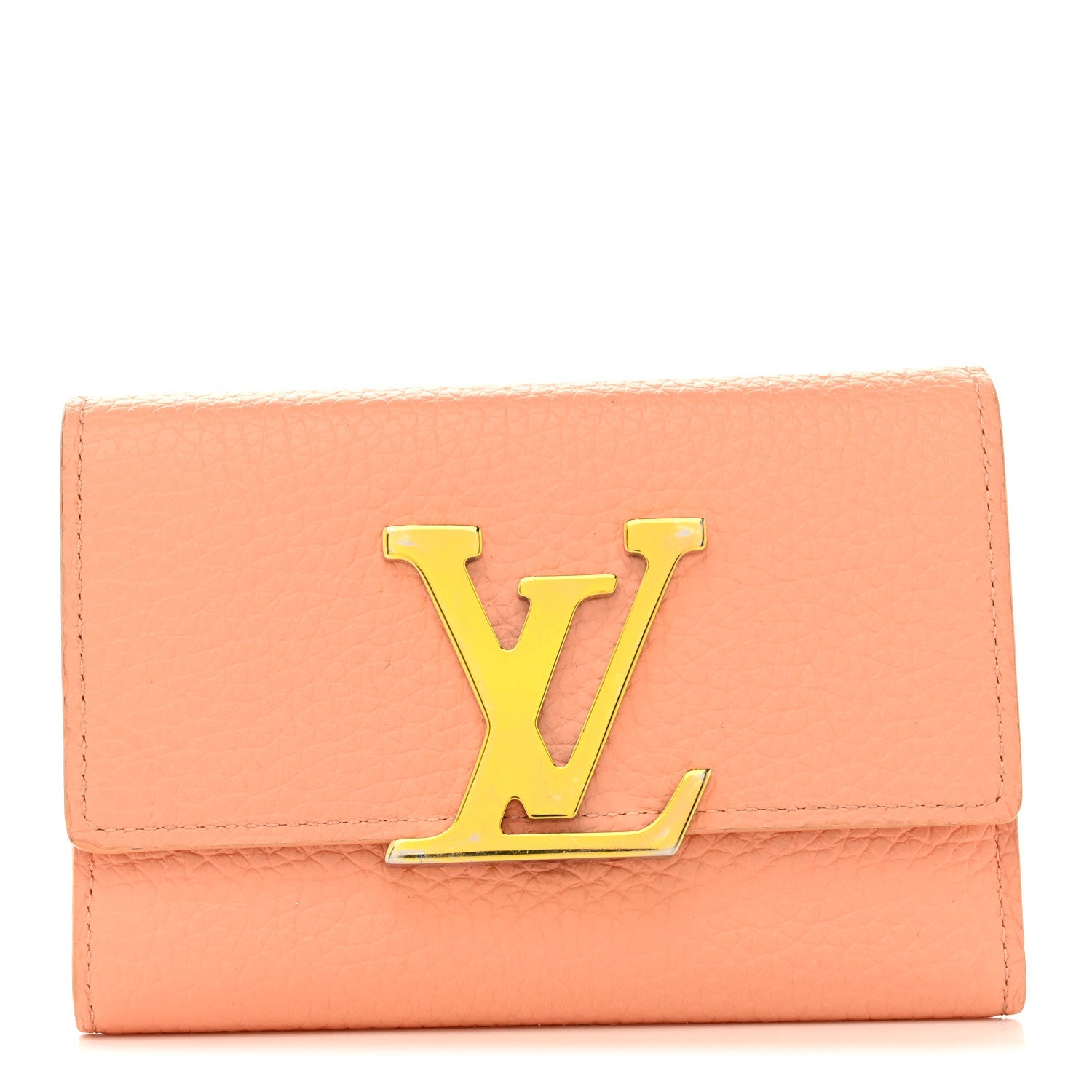 Taurillon Capucines Compact Maxi Wallet Apricot Orange