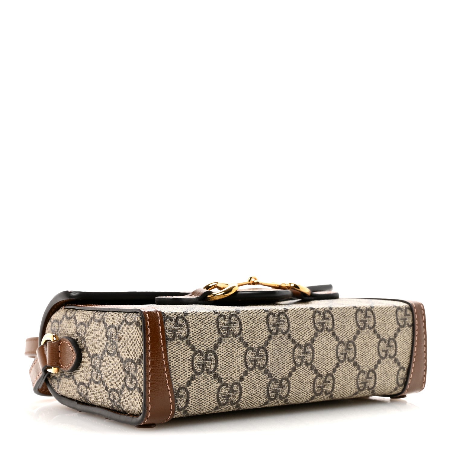 GG Supreme Monogram Mini Horsebit 1955 Shoulder Bag Beige Brown Sugar