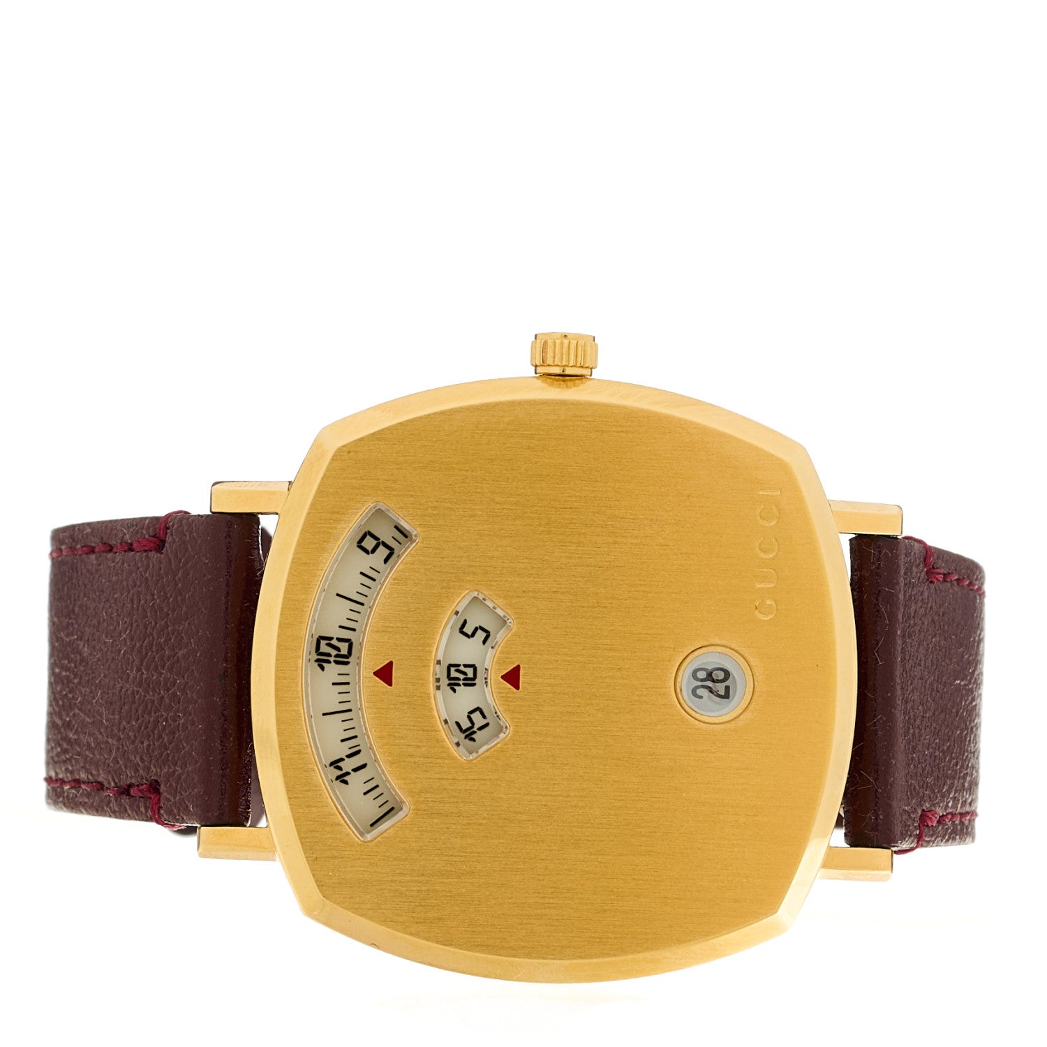 Stainless Steel Alligator 35mm Grip Quartz Watch Burgundy